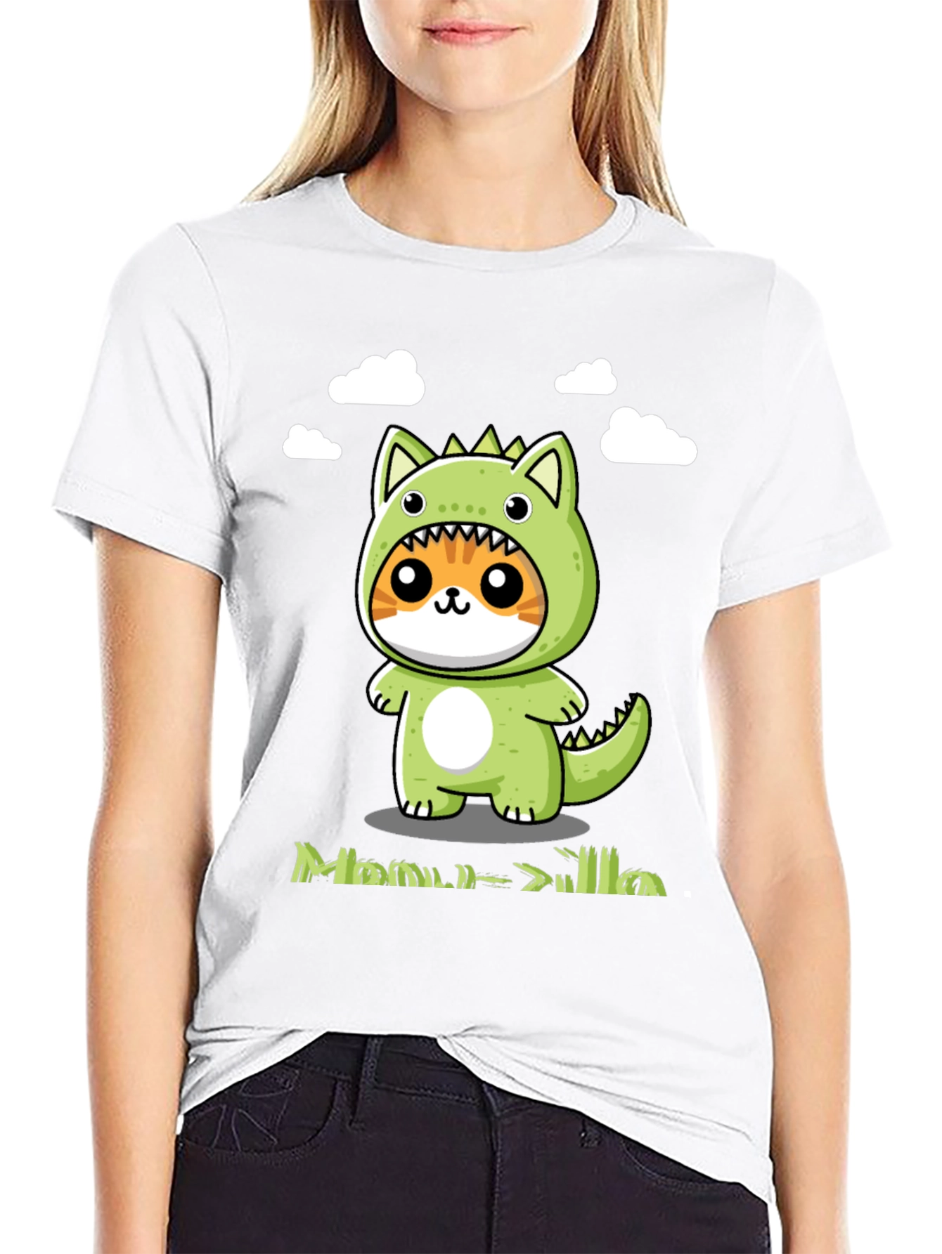Cute Cat Dinosaur Graphic Tee - Unisex