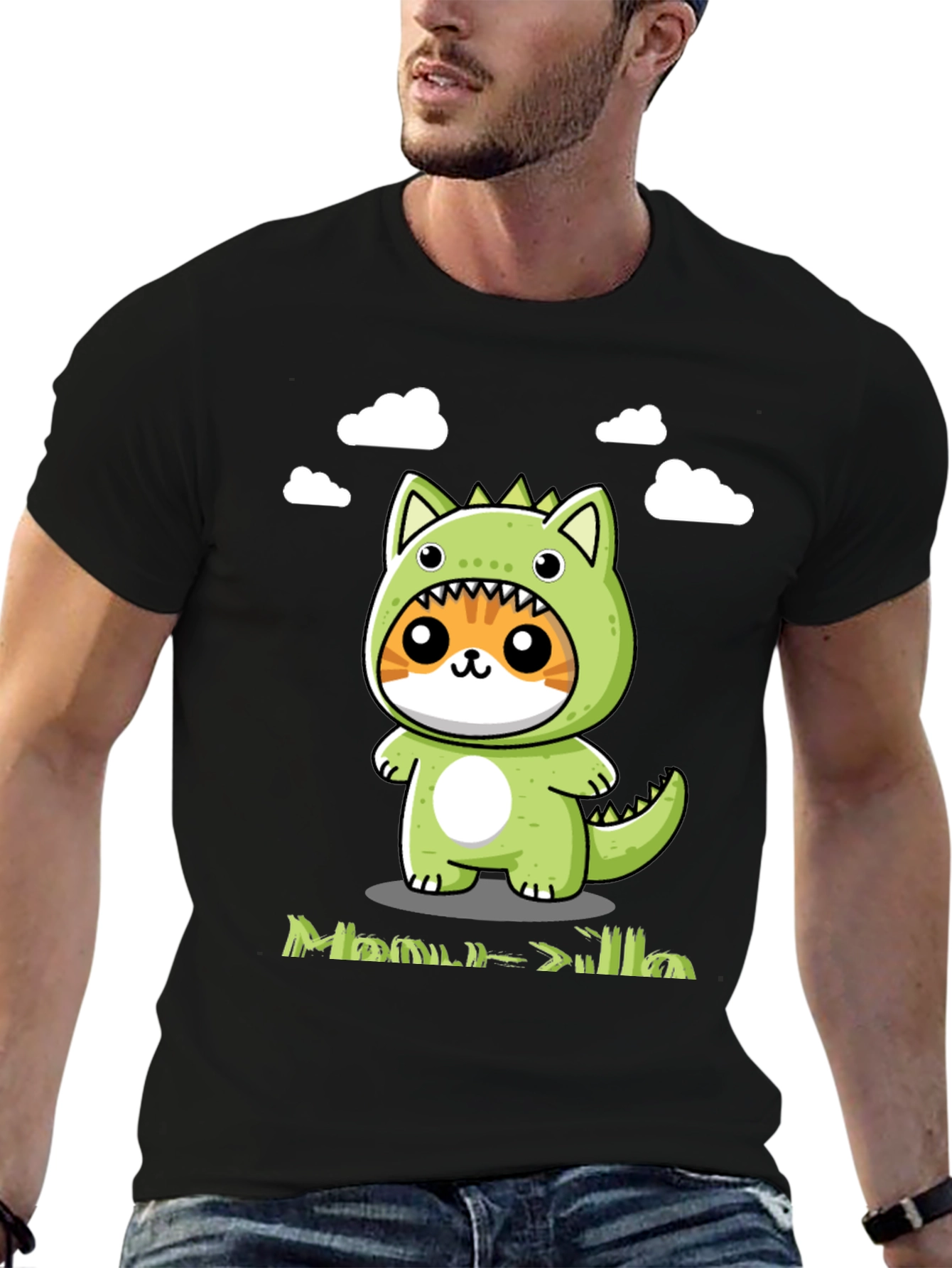 Cute Cat Dinosaur Graphic Tee - Unisex