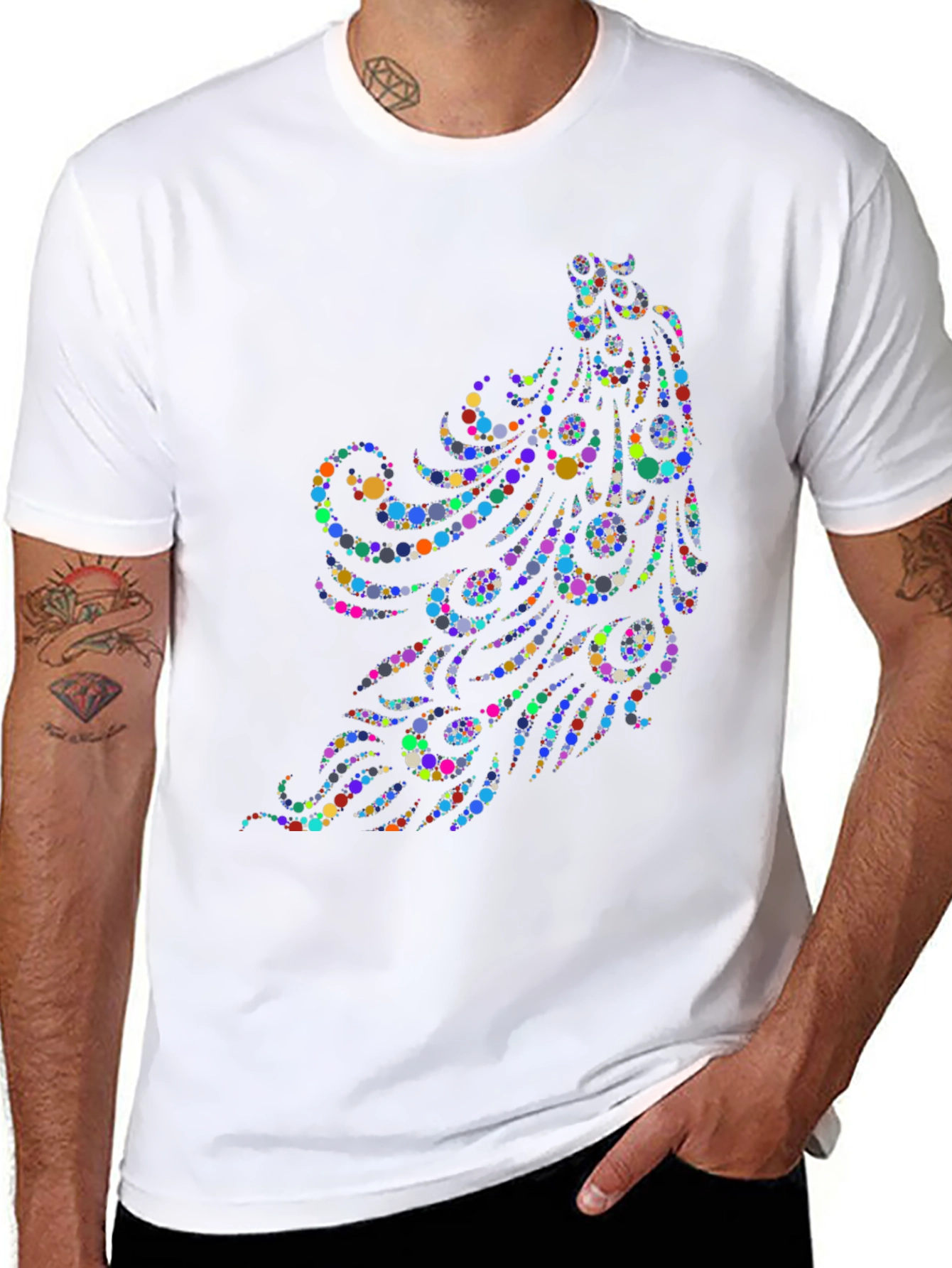 Peacock Feather Dot Pattern T-Shirt