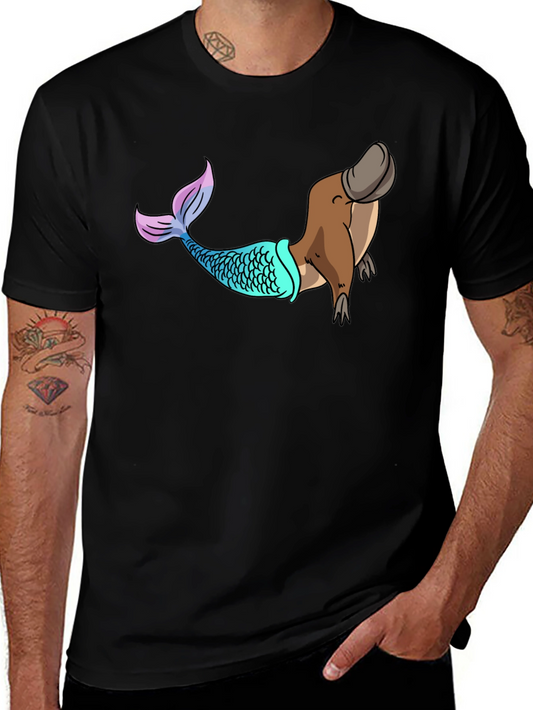 Mermaid Platypus Graphic Tee - Novelty T-Shirt