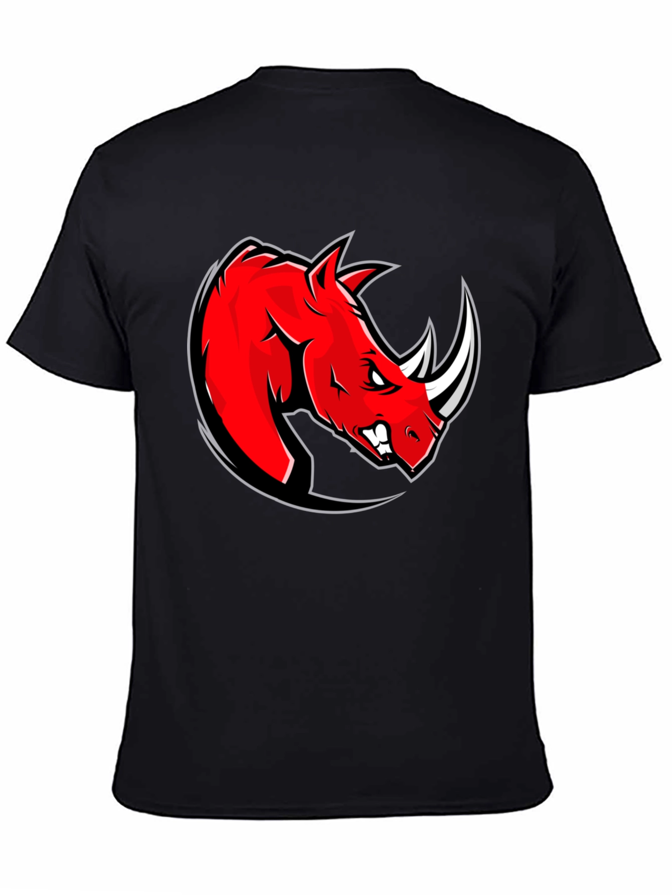 Red Rhino Graphic Tee - Black Cotton T-Shirt