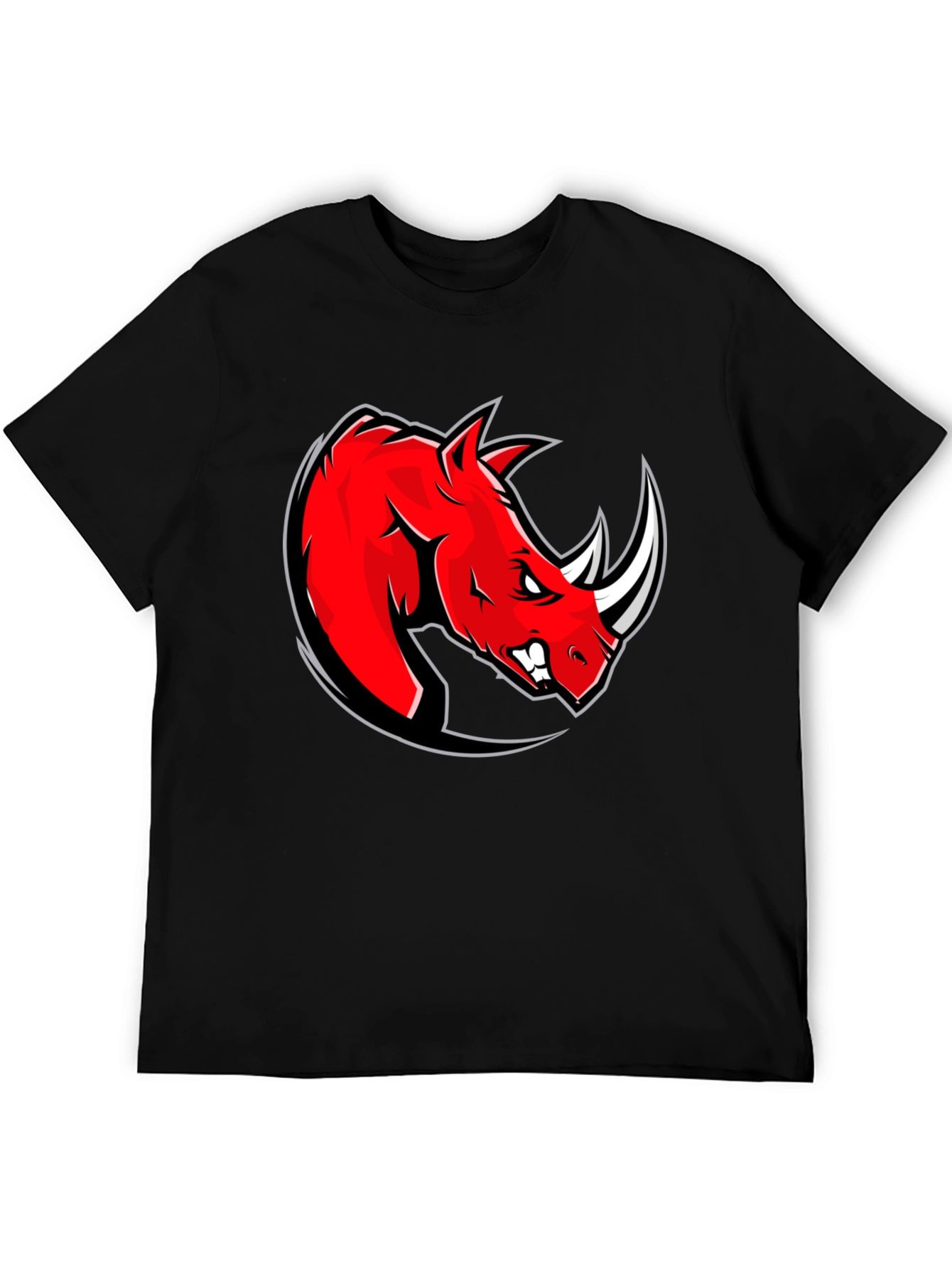 Red Rhino Graphic Tee - Black Cotton T-Shirt