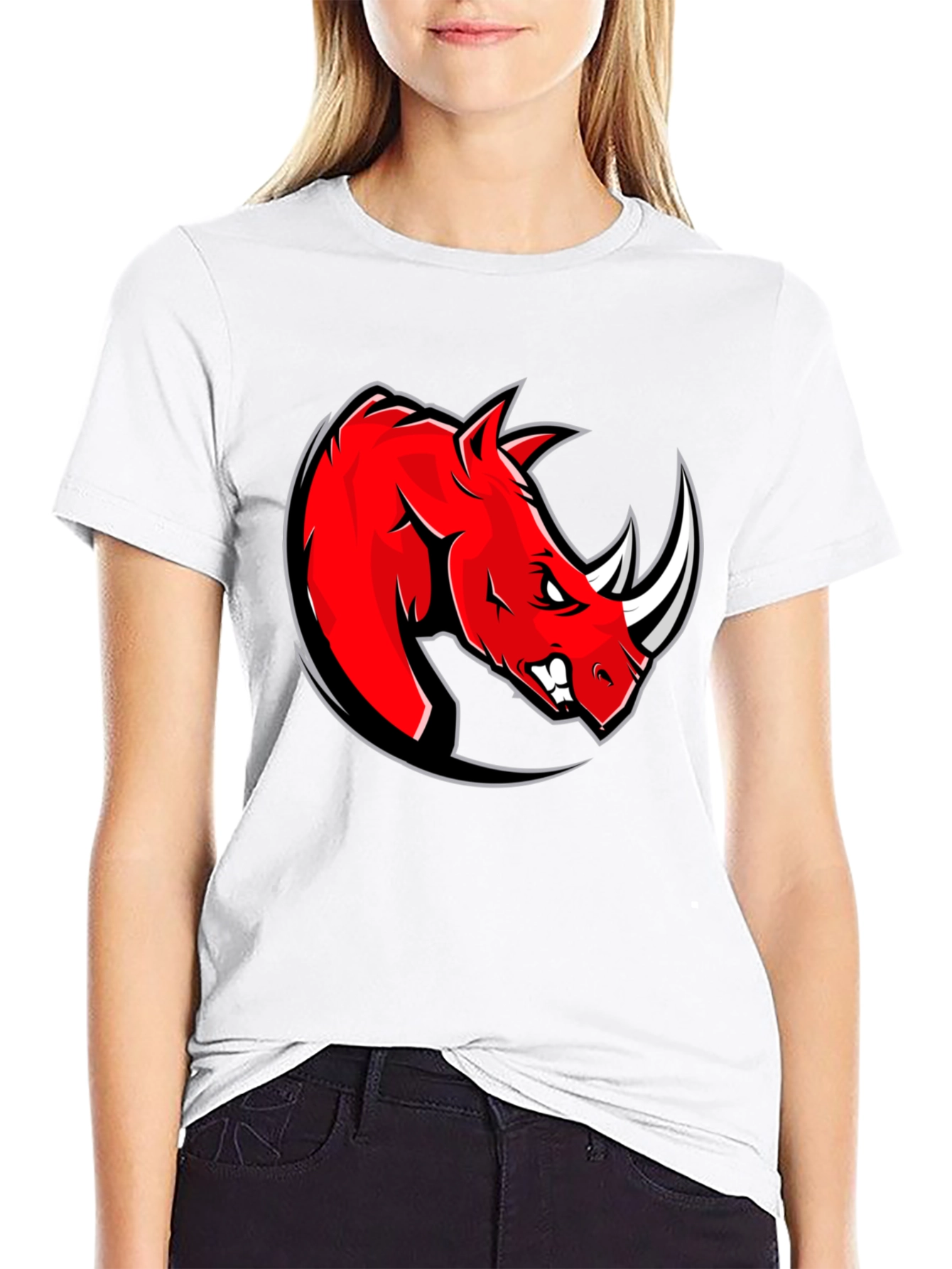 Red Rhino Graphic Tee - Black Cotton T-Shirt