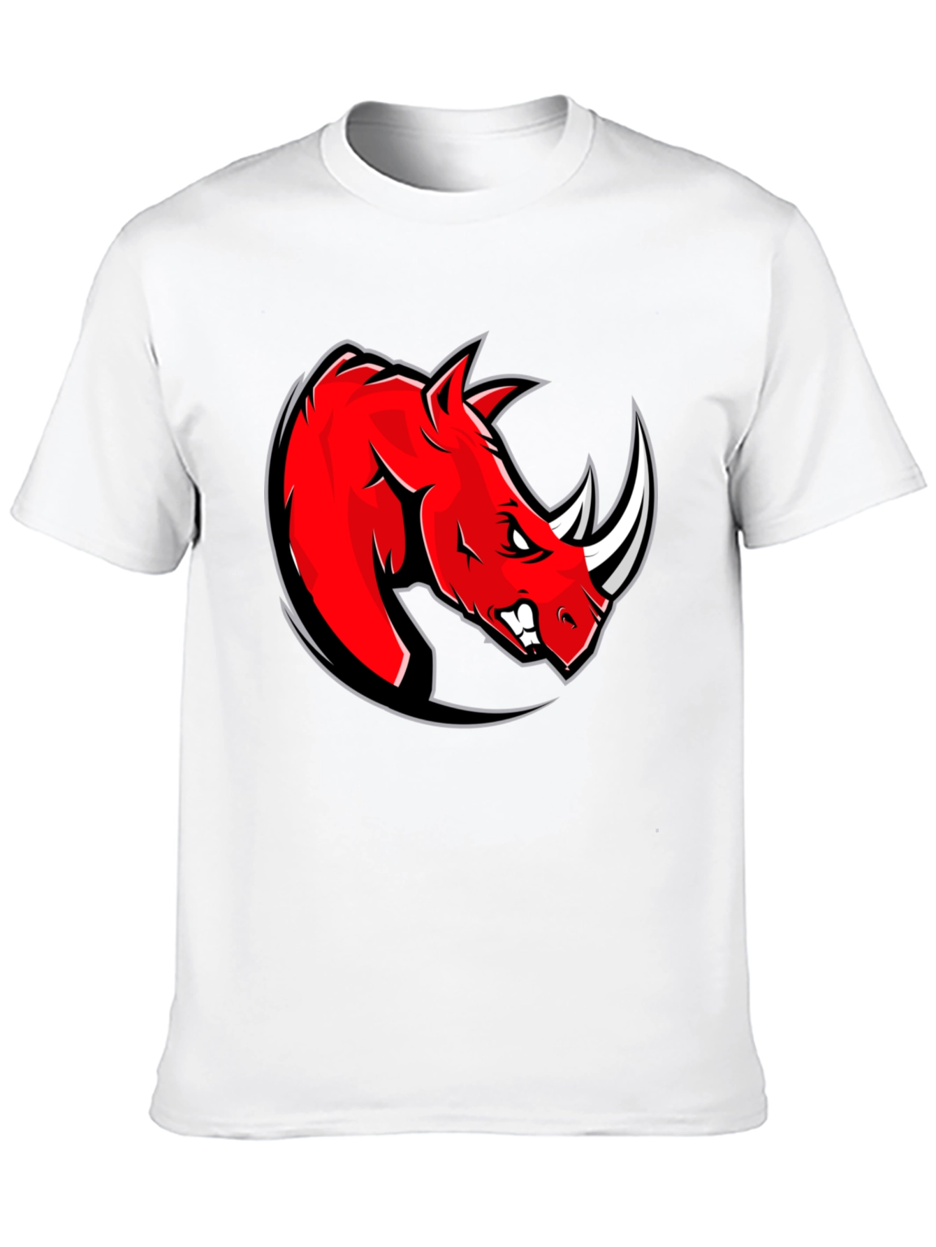 Red Rhino Graphic Tee - Black Cotton T-Shirt