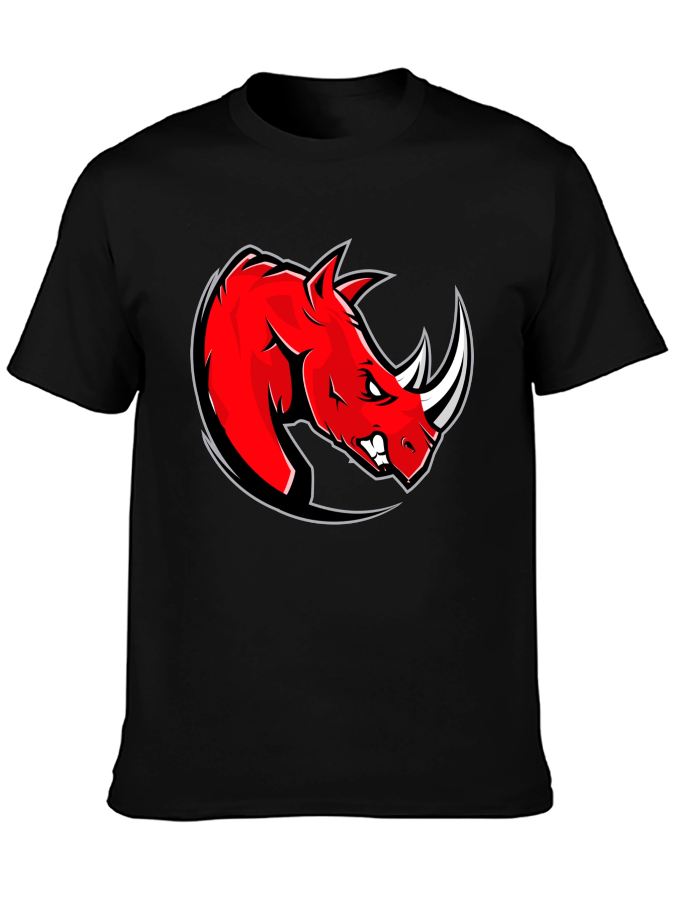 Red Rhino Graphic Tee - Black Cotton T-Shirt