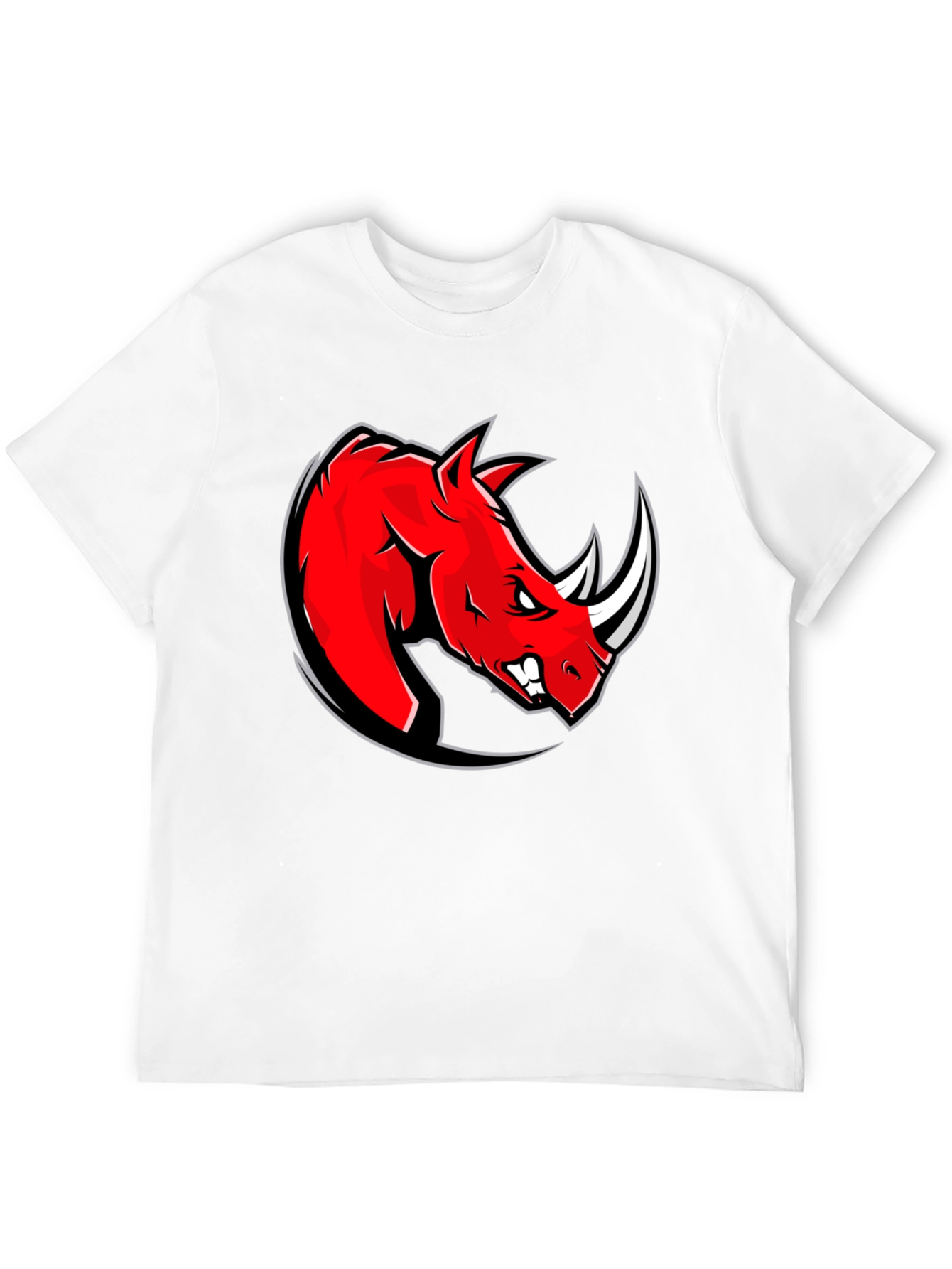 Red Rhino Graphic Tee - Black Cotton T-Shirt