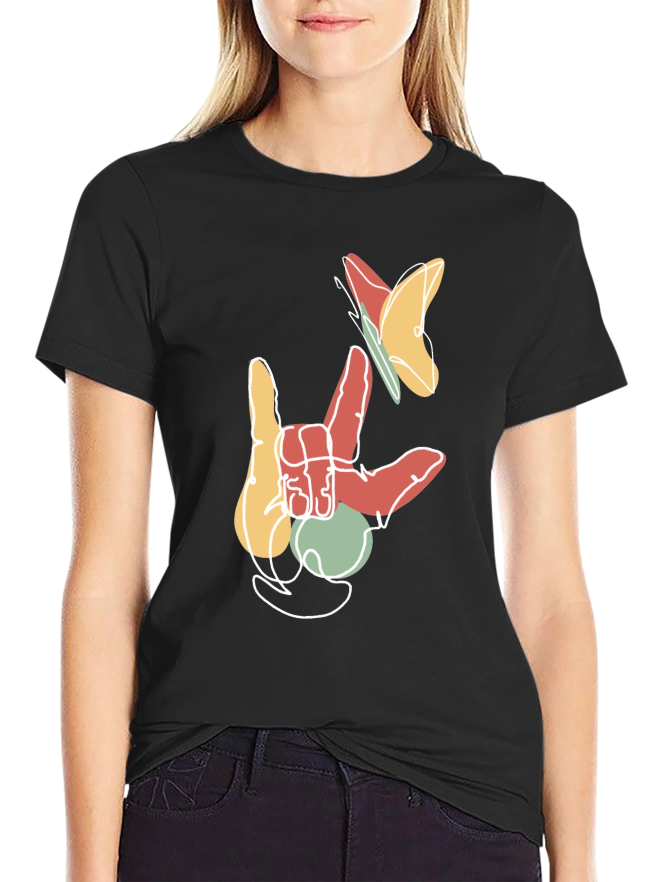 ASL I Love You Butterfly Graphic T-Shirt