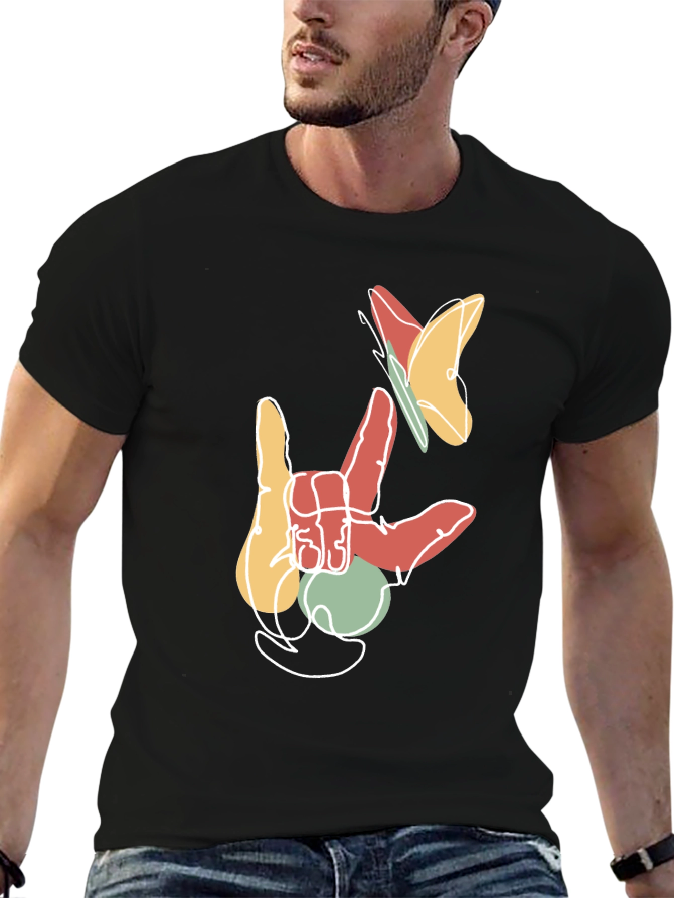 ASL I Love You Butterfly Graphic T-Shirt