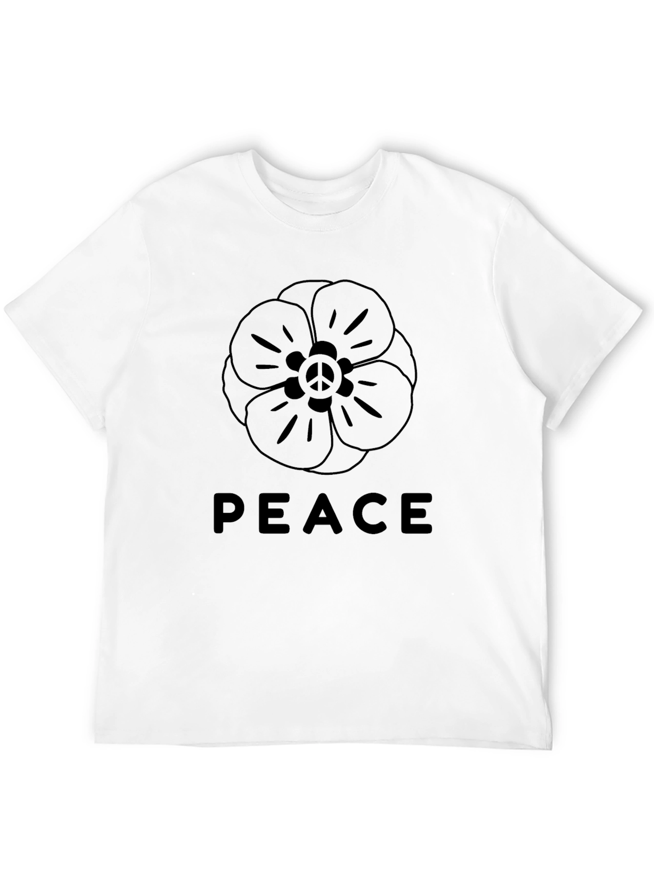 Peace Flower Graphic T-Shirt - Black