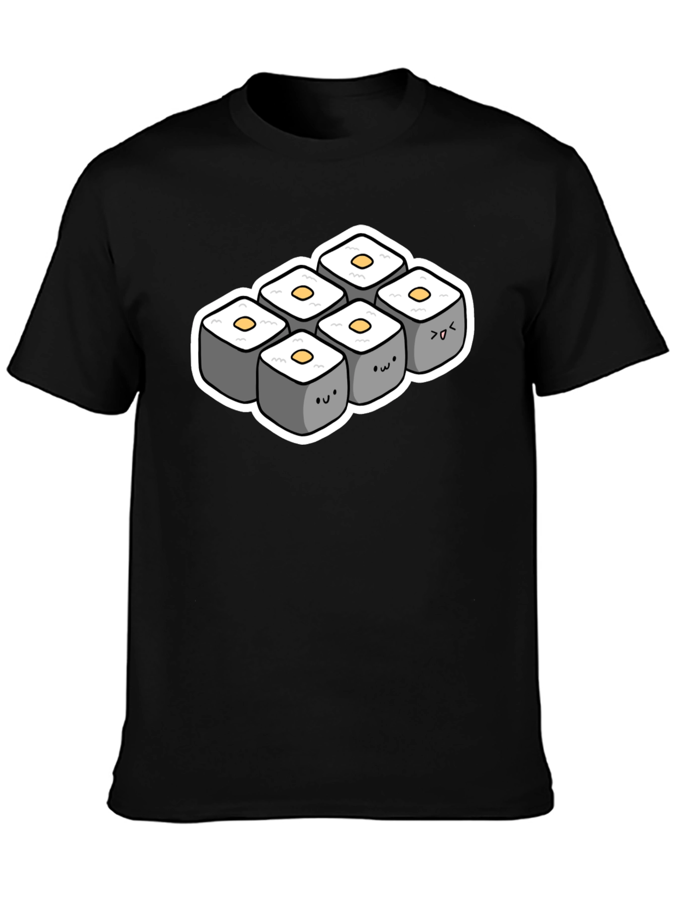 Cute Sushi Roll T-Shirt - Black