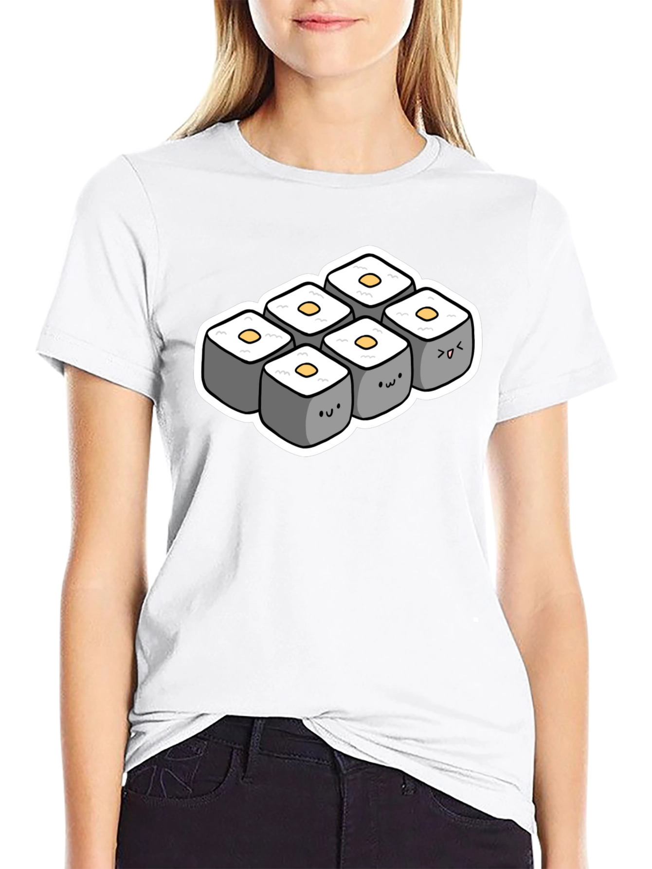 Cute Sushi Roll T-Shirt - Black