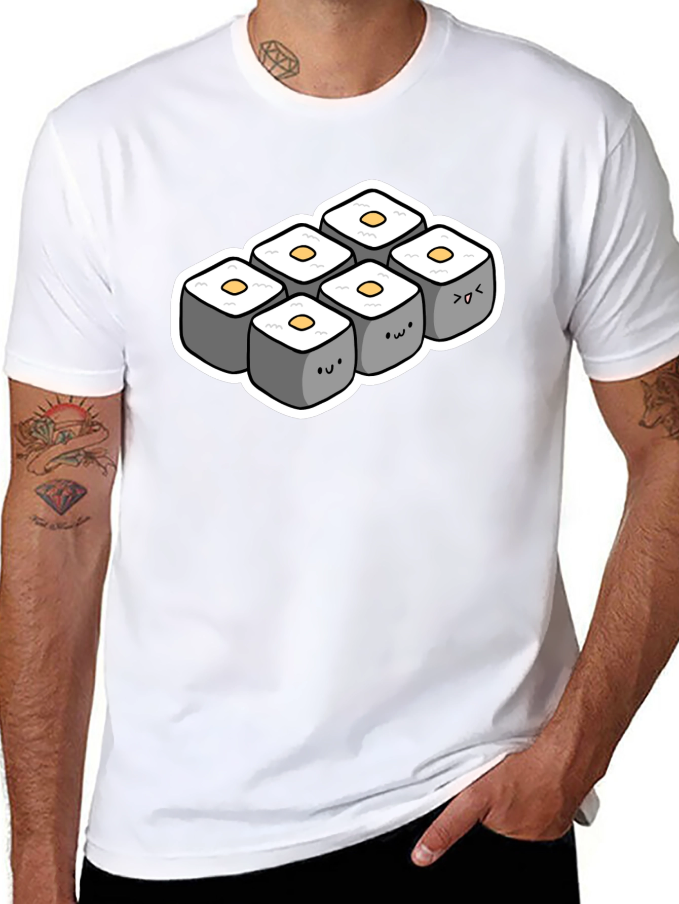 Cute Sushi Roll T-Shirt - Black