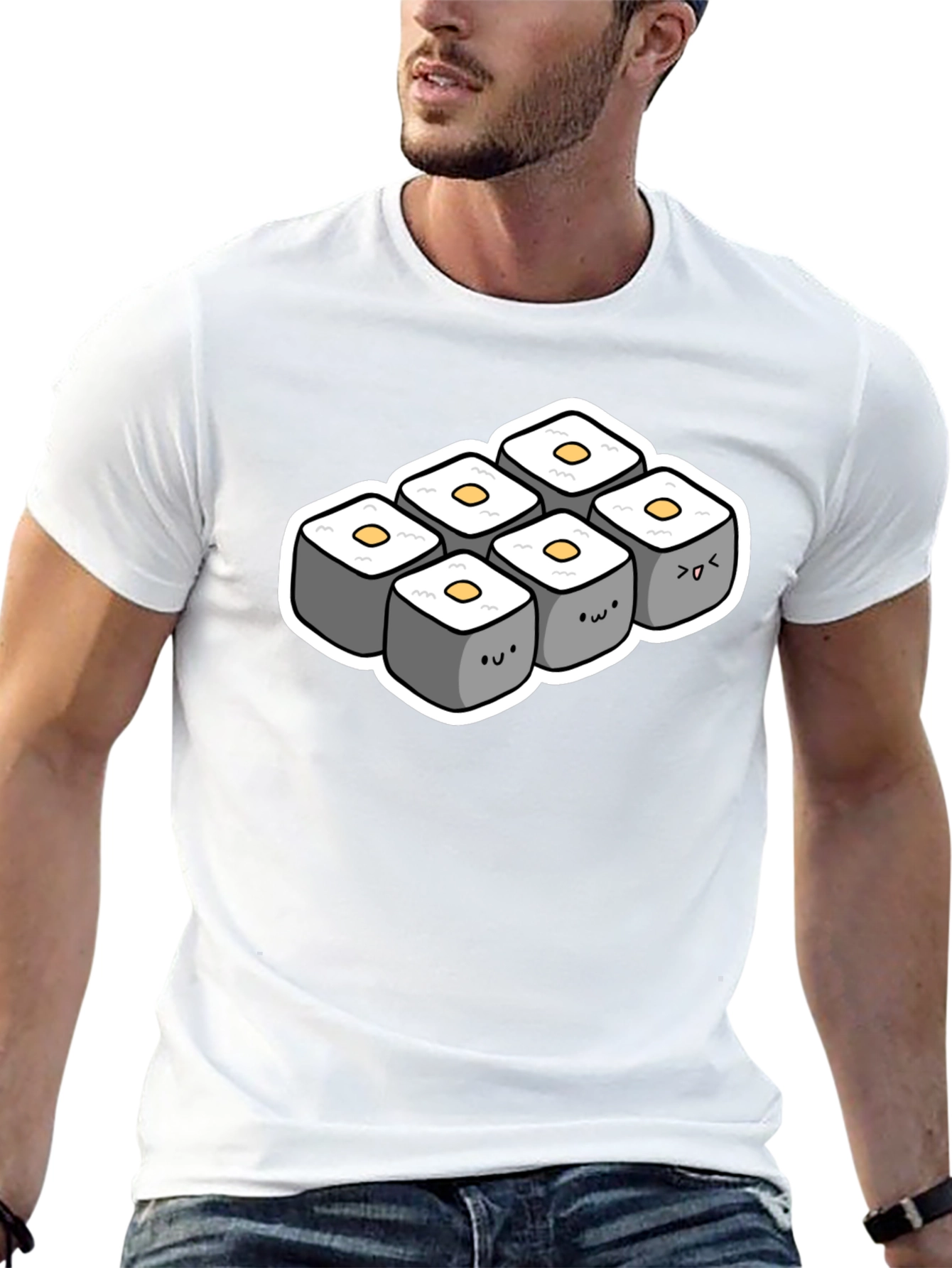 Cute Sushi Roll T-Shirt - Black