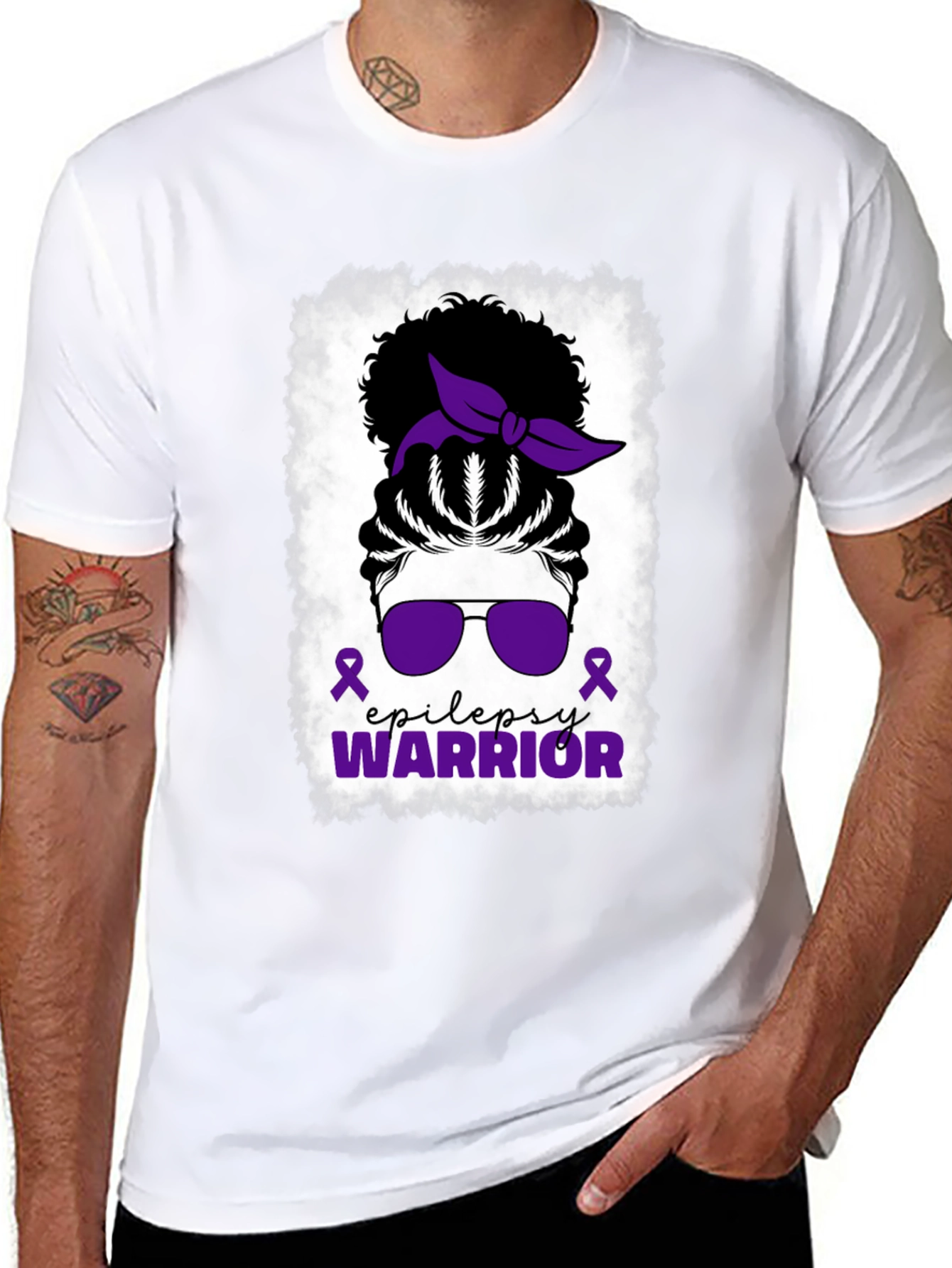 Epilepsy Warrior Messy Bun T-Shirt