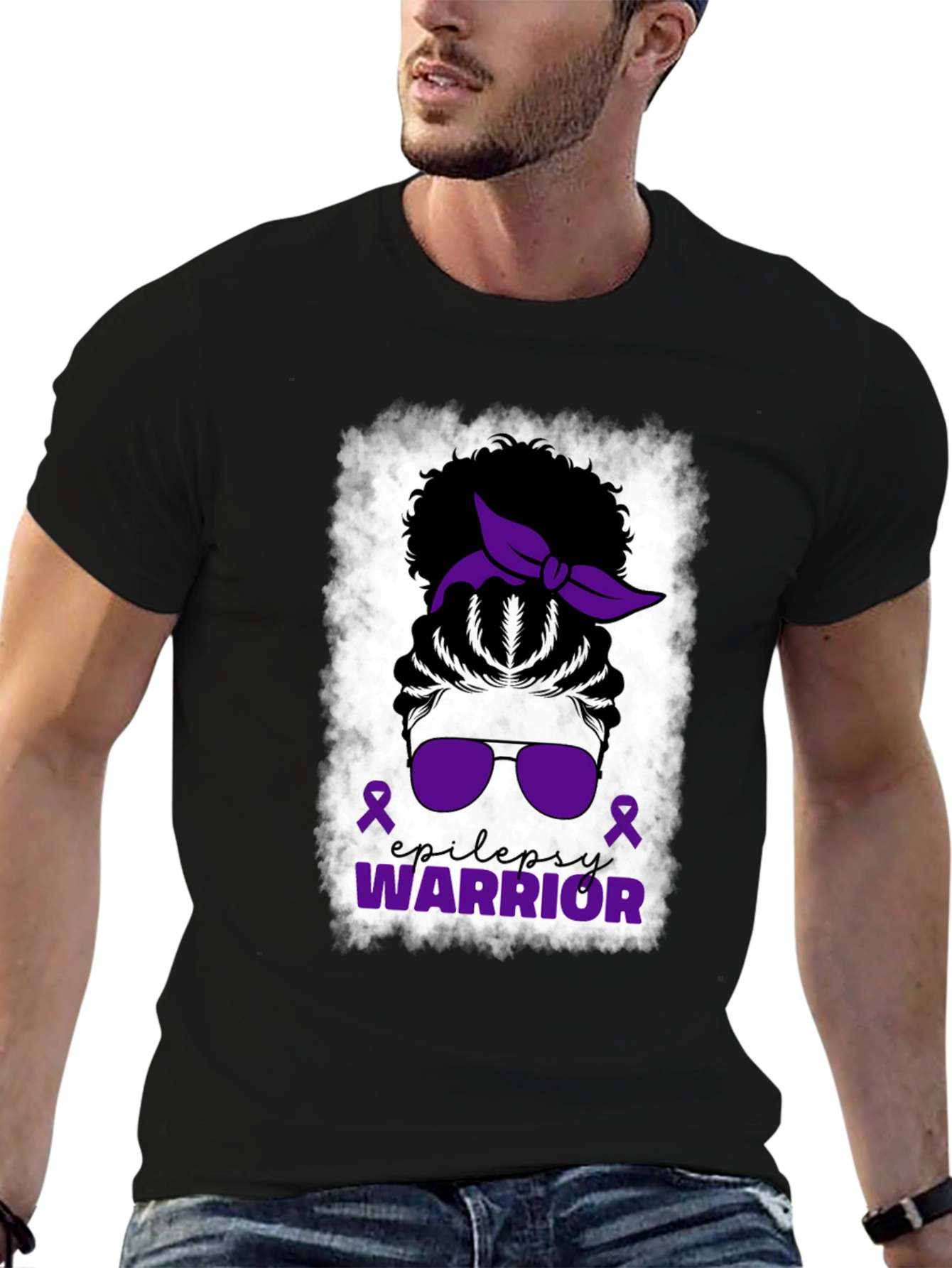 Epilepsy Warrior Messy Bun T-Shirt