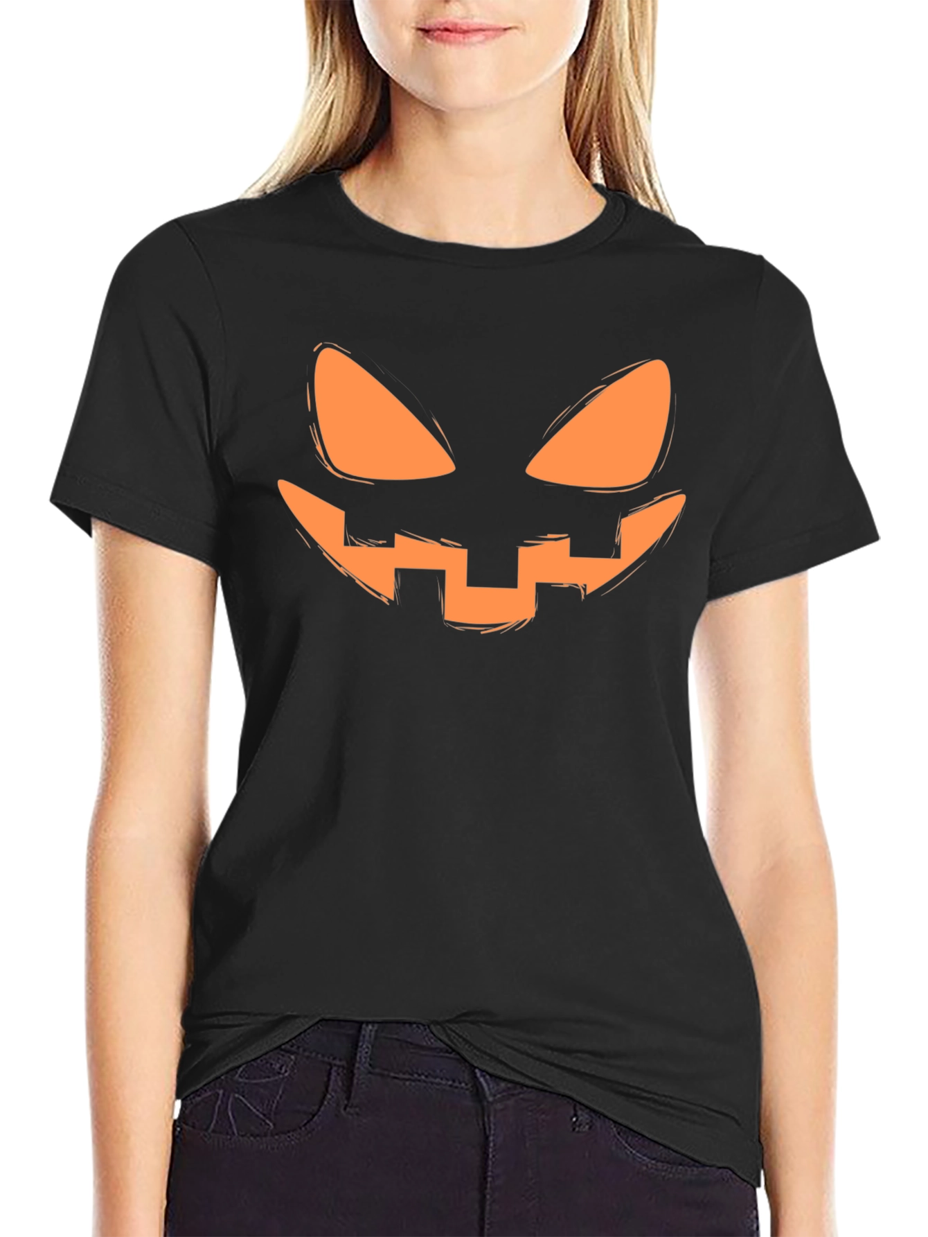 Jack-o-lantern Face Black Halloween T-Shirt