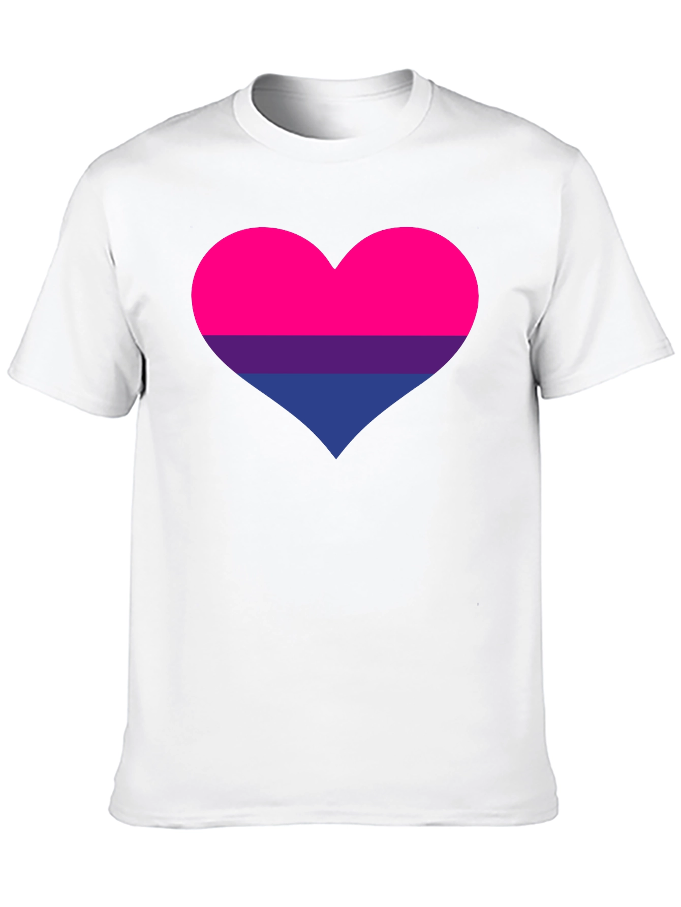 Bisexual Pride Heart Graphic Tee - Black Cotton T-Shirt