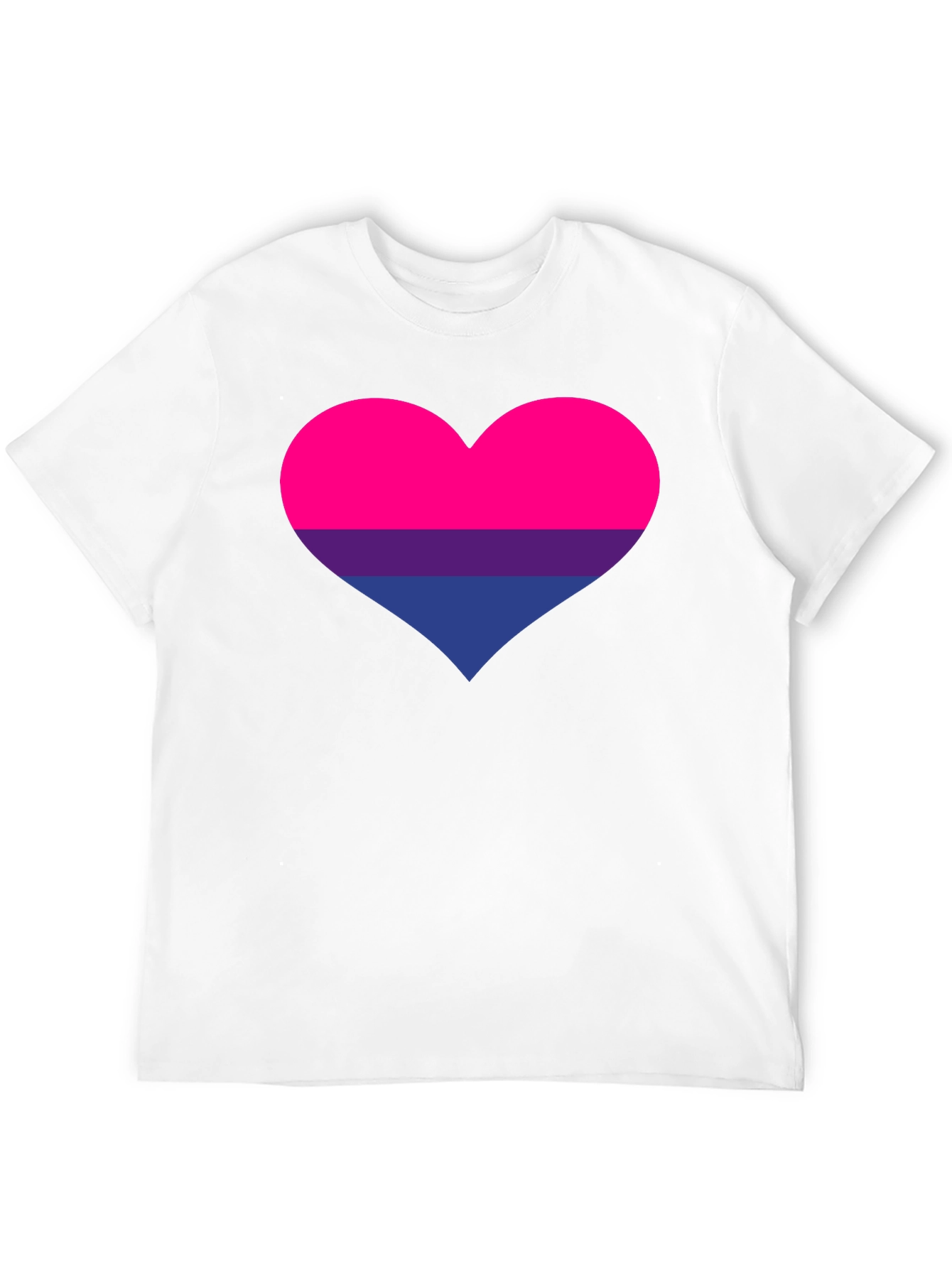 Bisexual Pride Heart Graphic Tee - Black Cotton T-Shirt