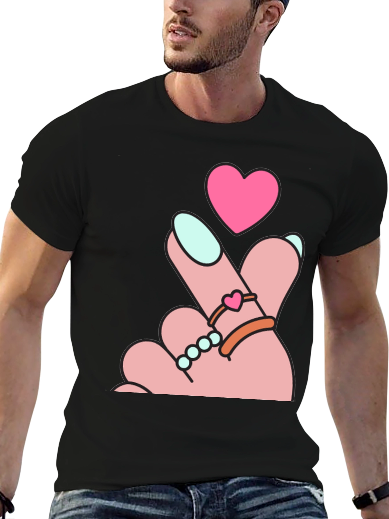 Heart Finger Gesture Graphic Tee