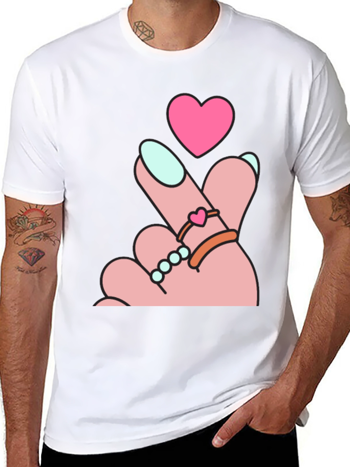 Heart Finger Gesture Graphic Tee