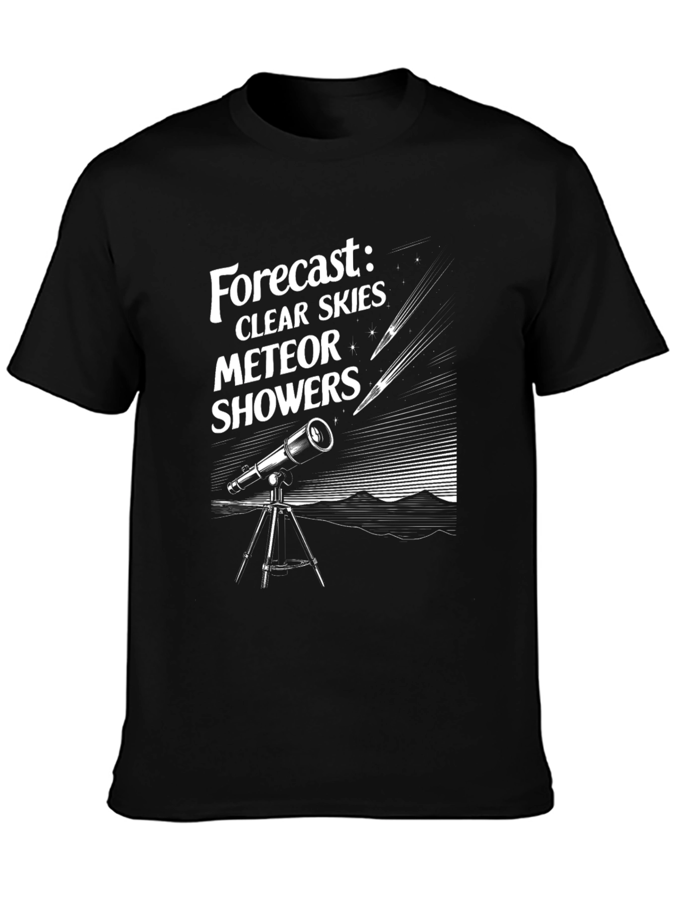 Clear Skies Meteor Showers Black Graphic Tee