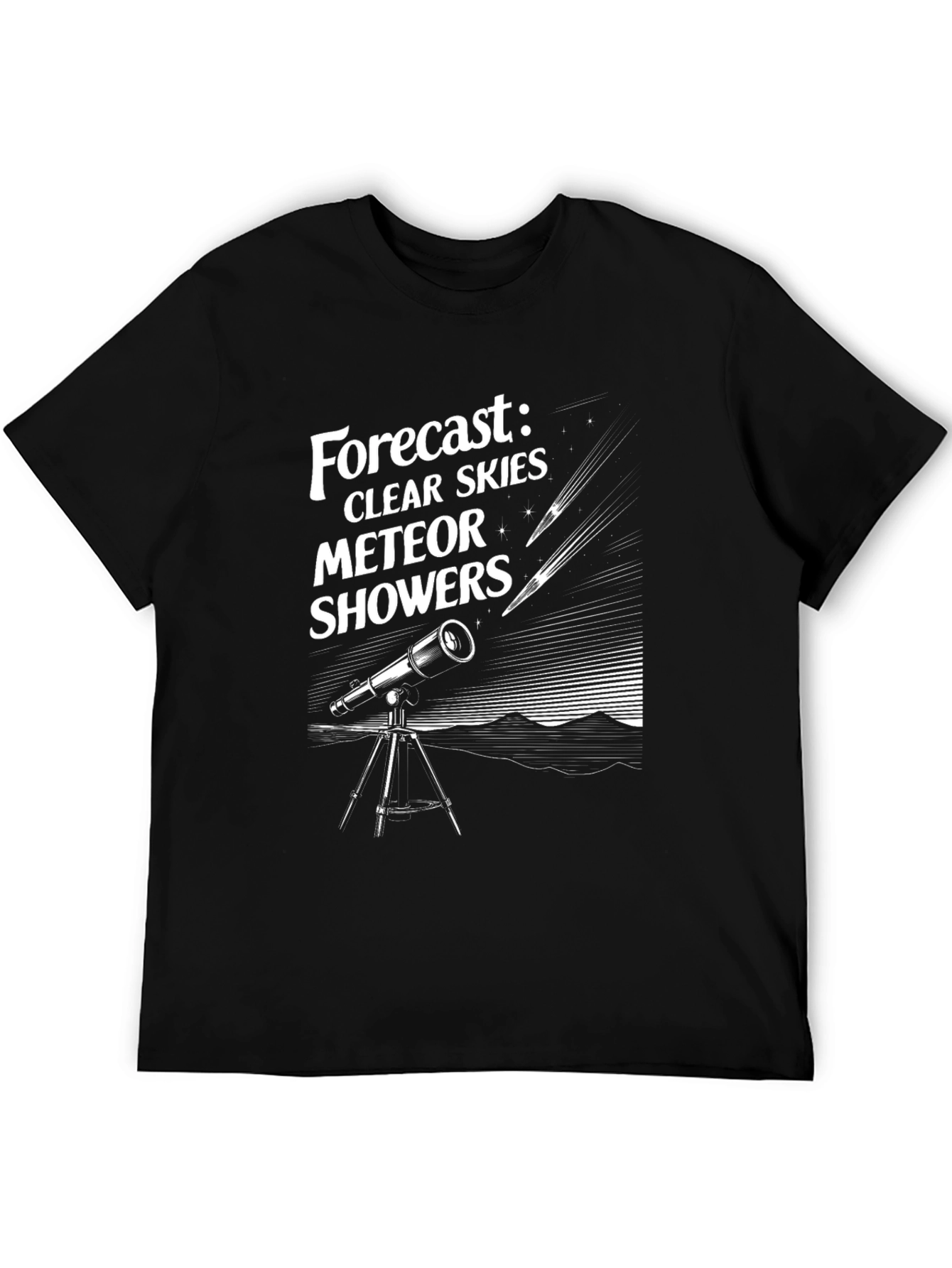 Clear Skies Meteor Showers Black Graphic Tee