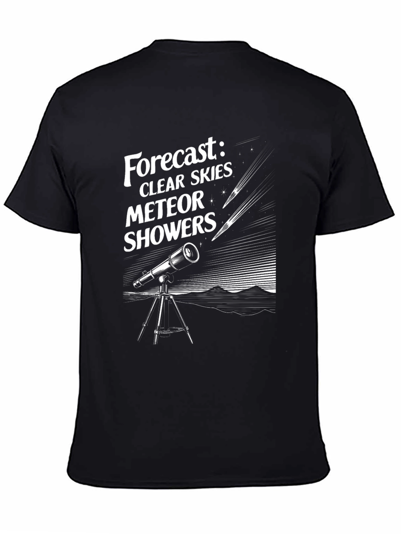 Clear Skies Meteor Showers Black Graphic Tee