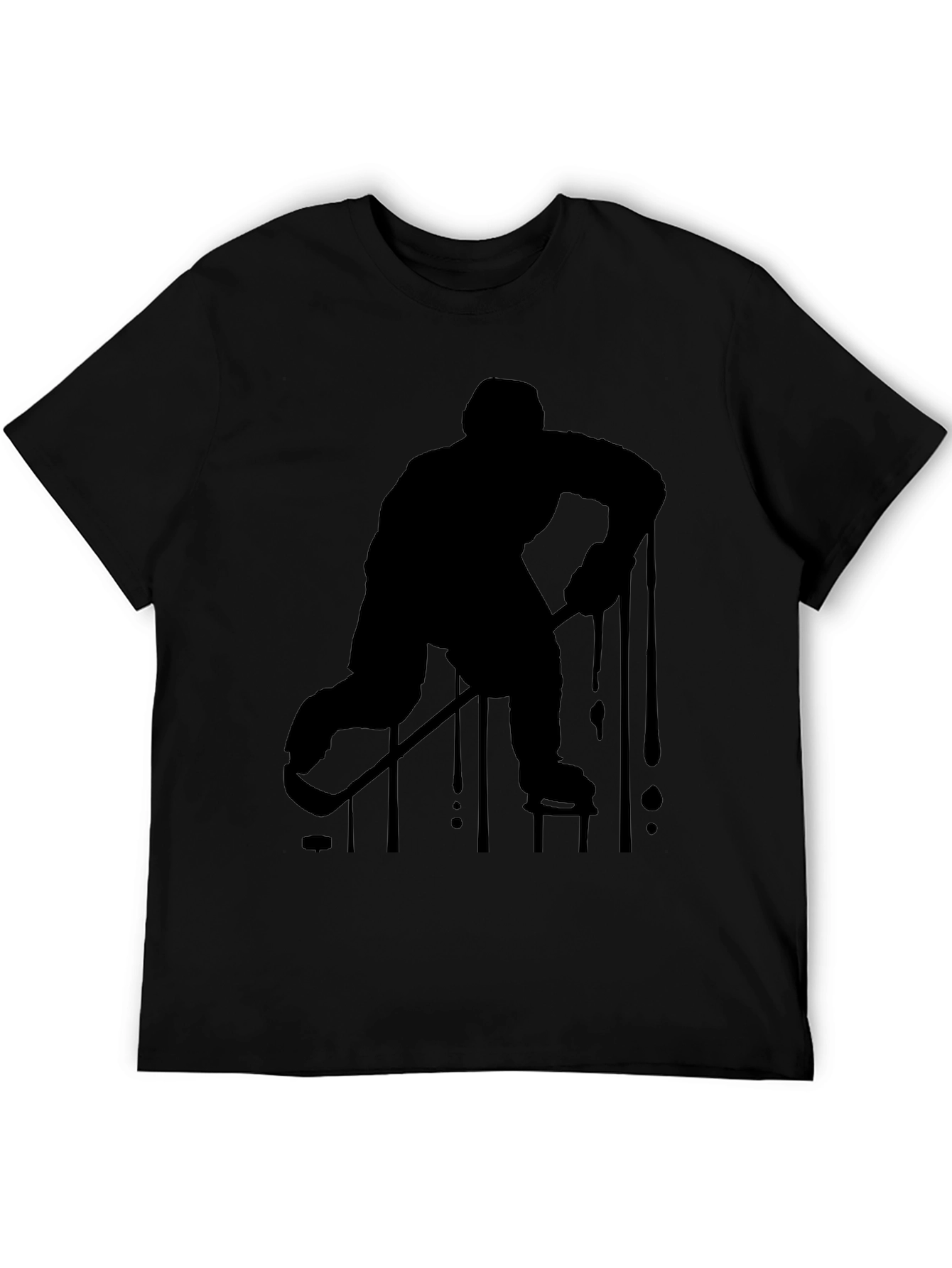 Hockey Player Silhouette Black T-Shirt