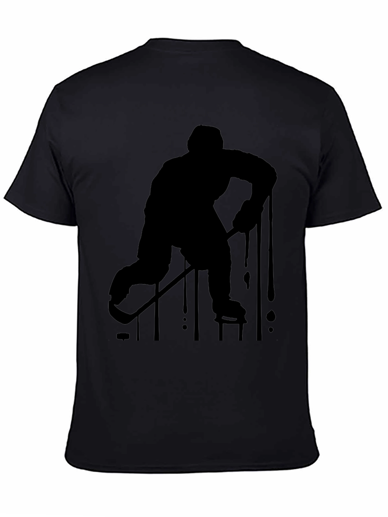 Hockey Player Silhouette Black T-Shirt