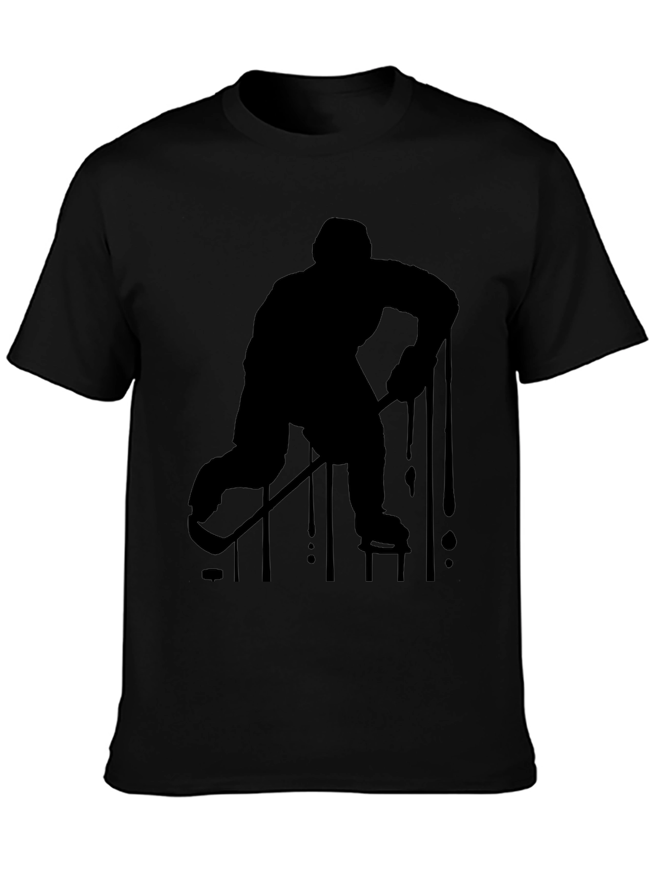 Hockey Player Silhouette Black T-Shirt