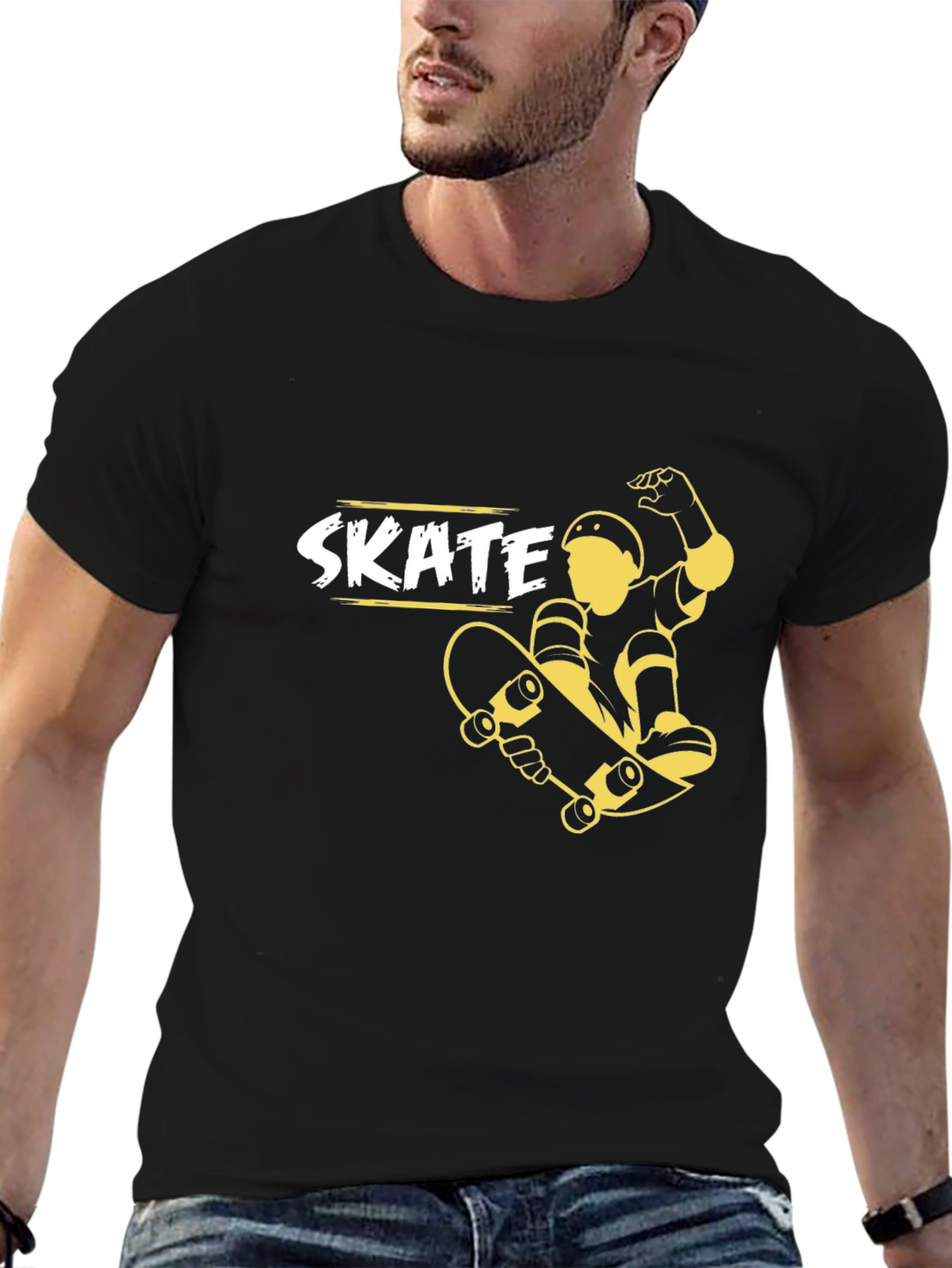 Skate T-Shirt - Black Cotton Skateboard Graphic Tee