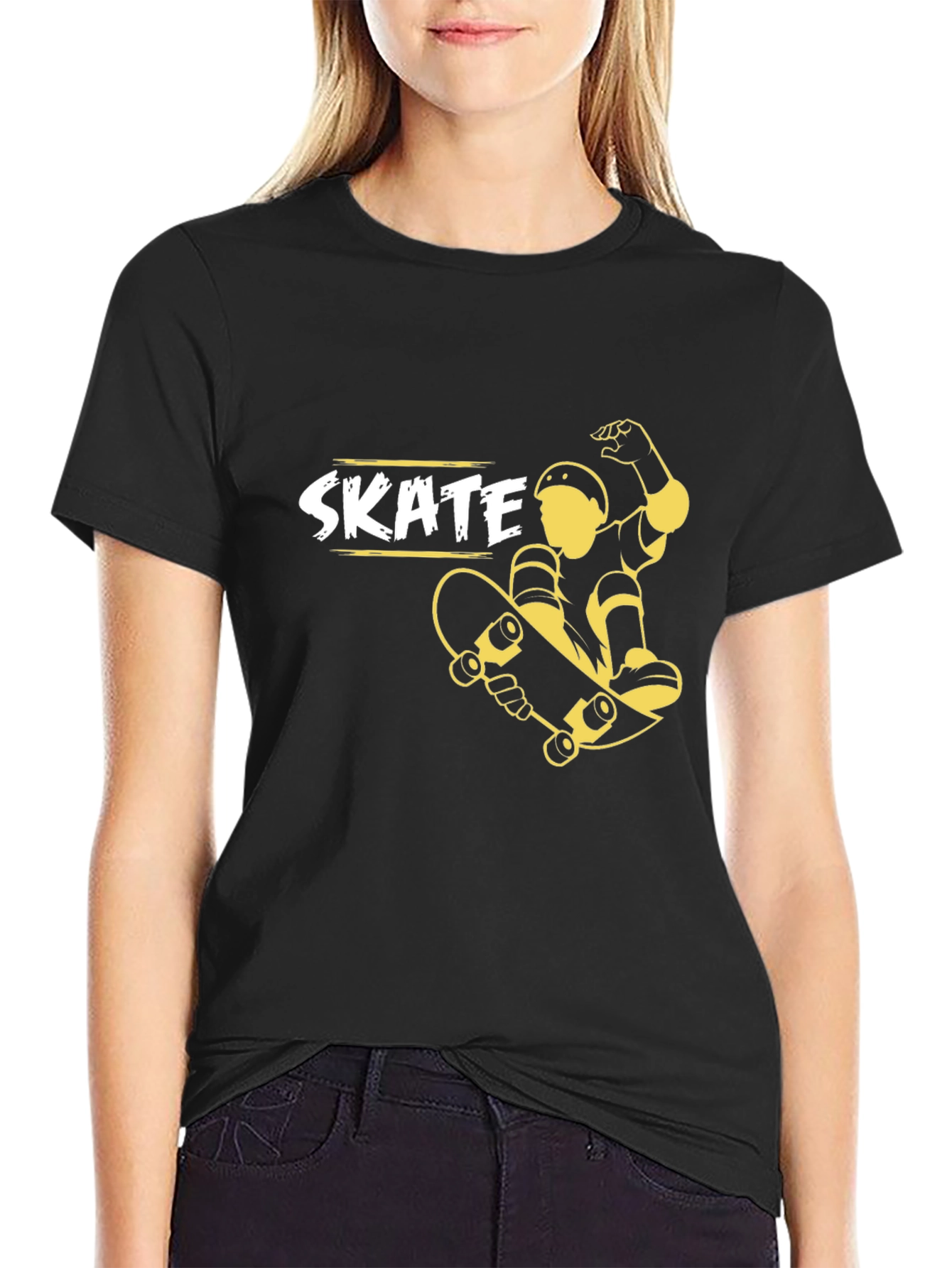 Skate T-Shirt - Black Cotton Skateboard Graphic Tee