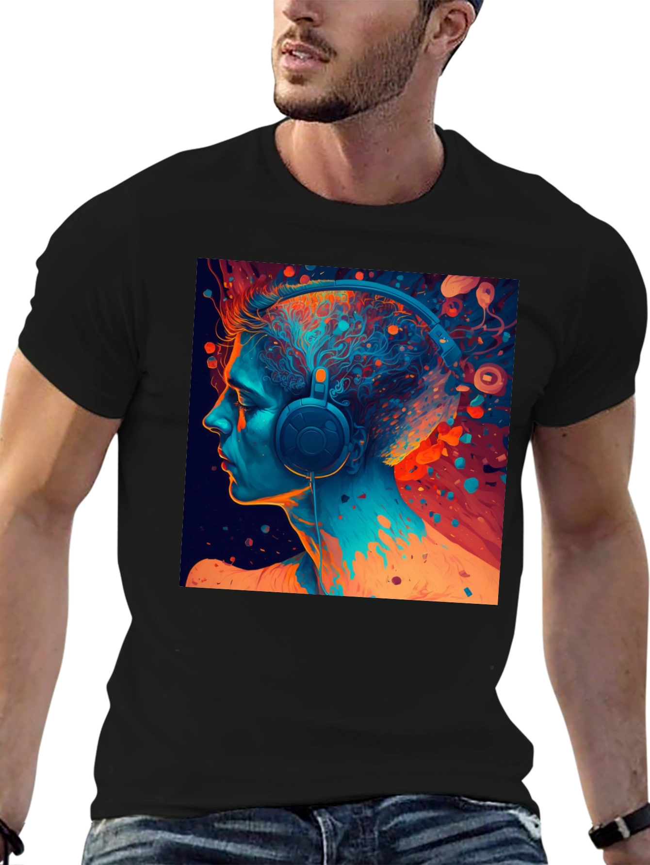 Abstract Headphone Graphic T-Shirt