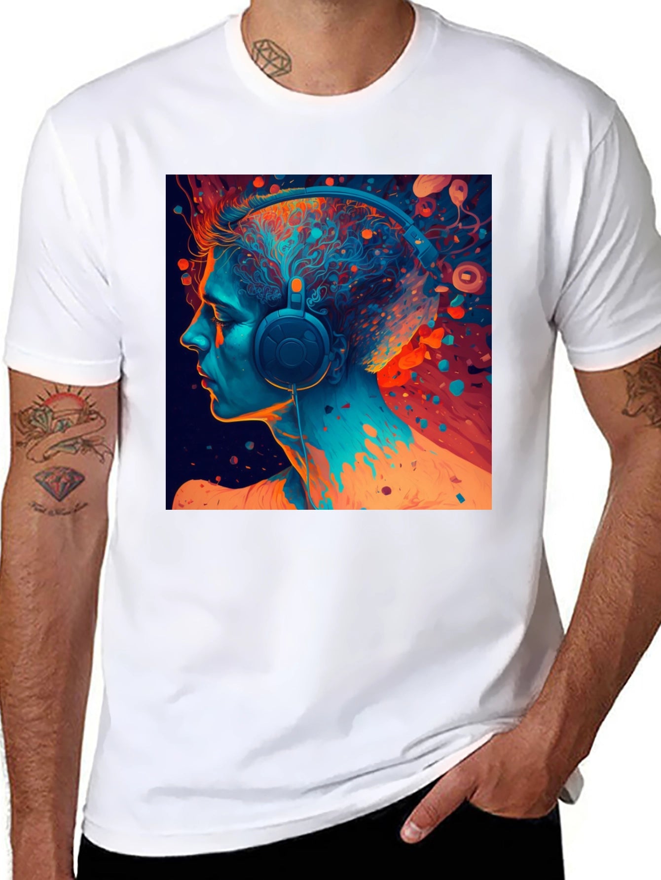 Abstract Headphone Graphic T-Shirt