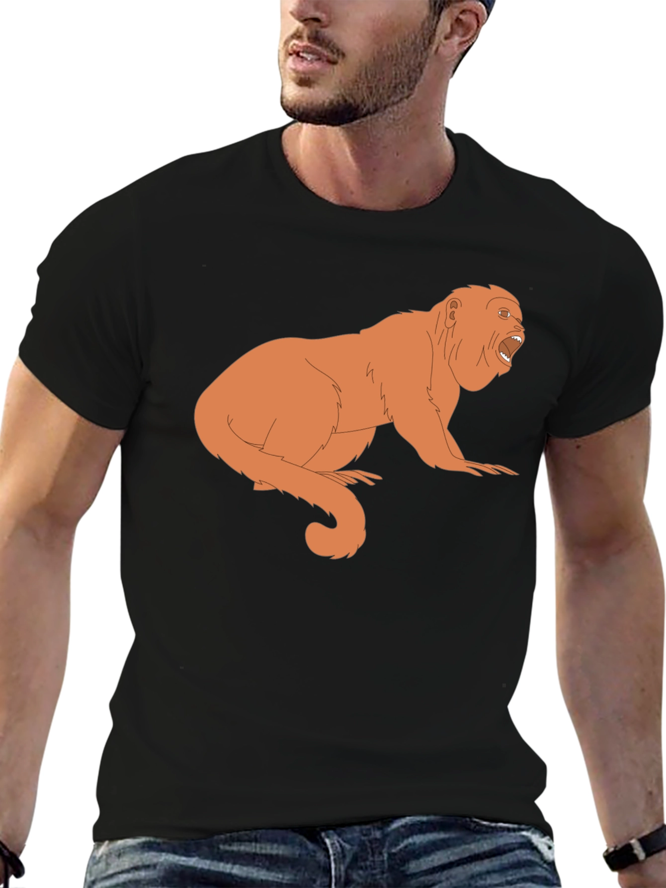 Howler Monkey Graphic Tee - Black Cotton T-Shirt