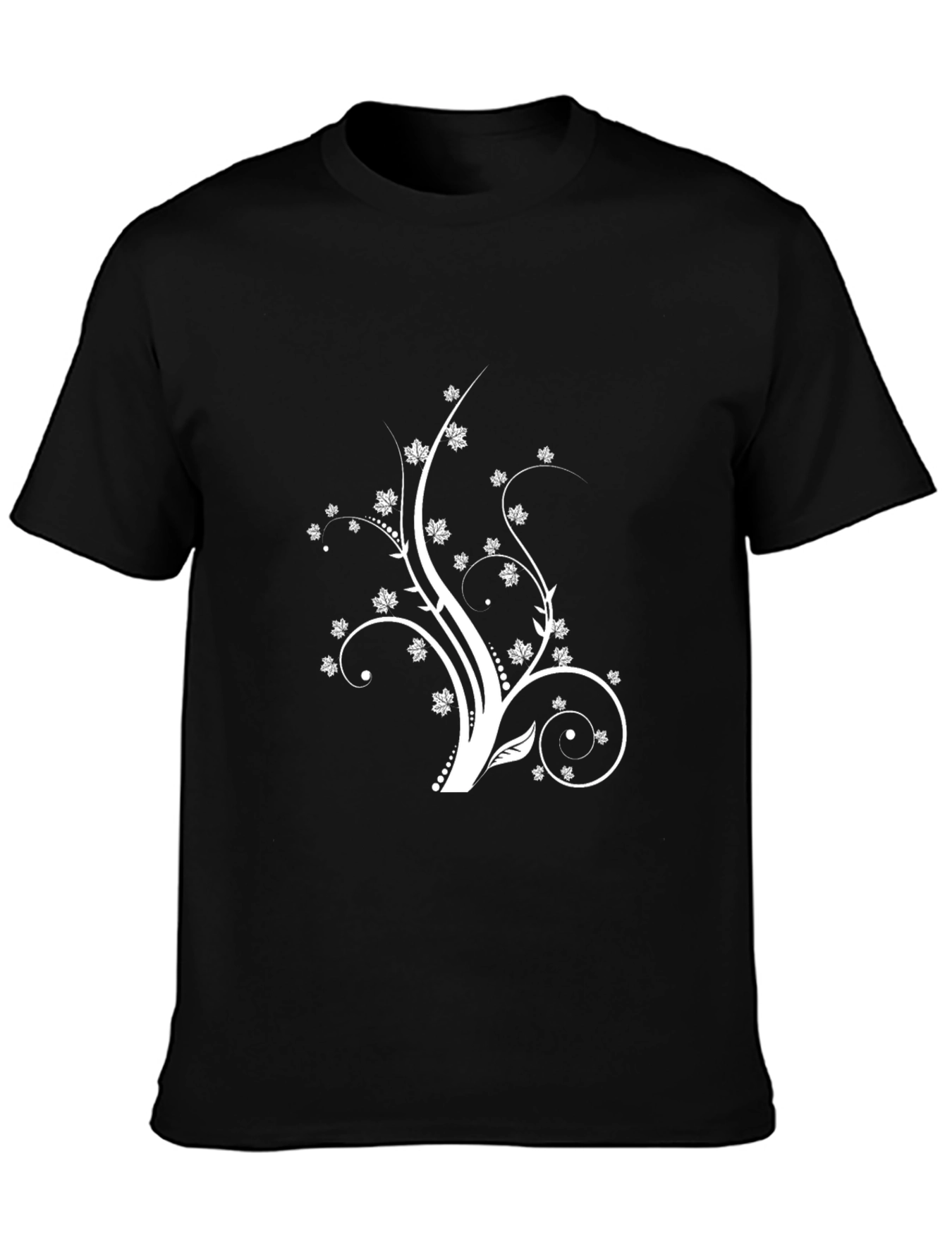 Stylish Black Tee with Floral Design