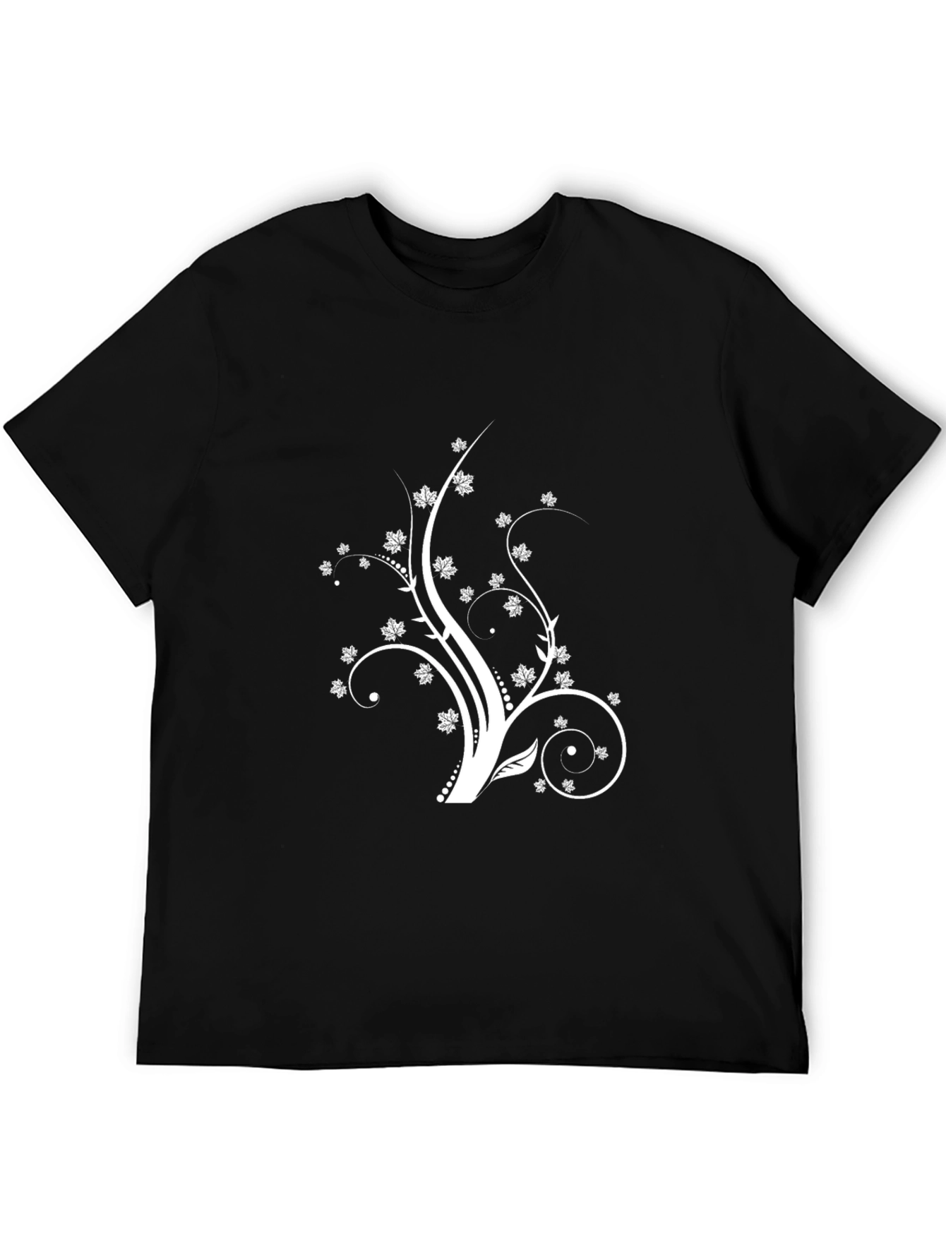 Stylish Black Tee with Floral Design