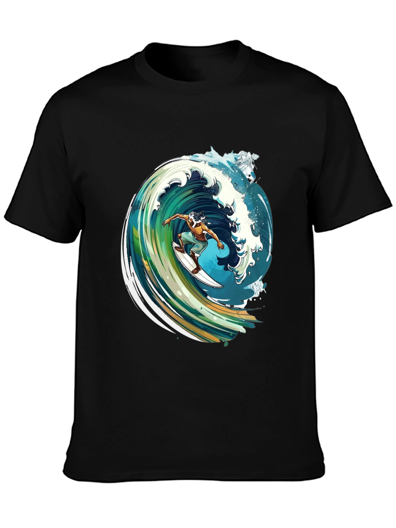 Surfer Wave Graphic Black Tee