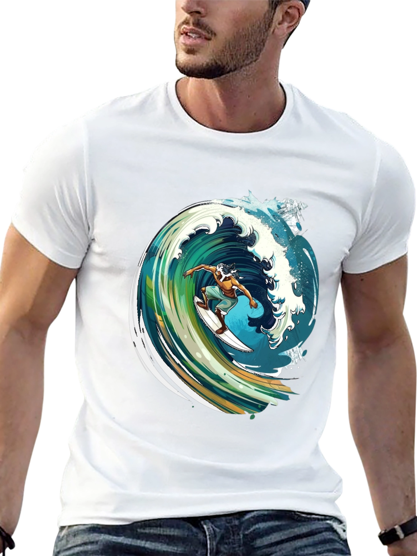 Surfer Wave Graphic Black Tee