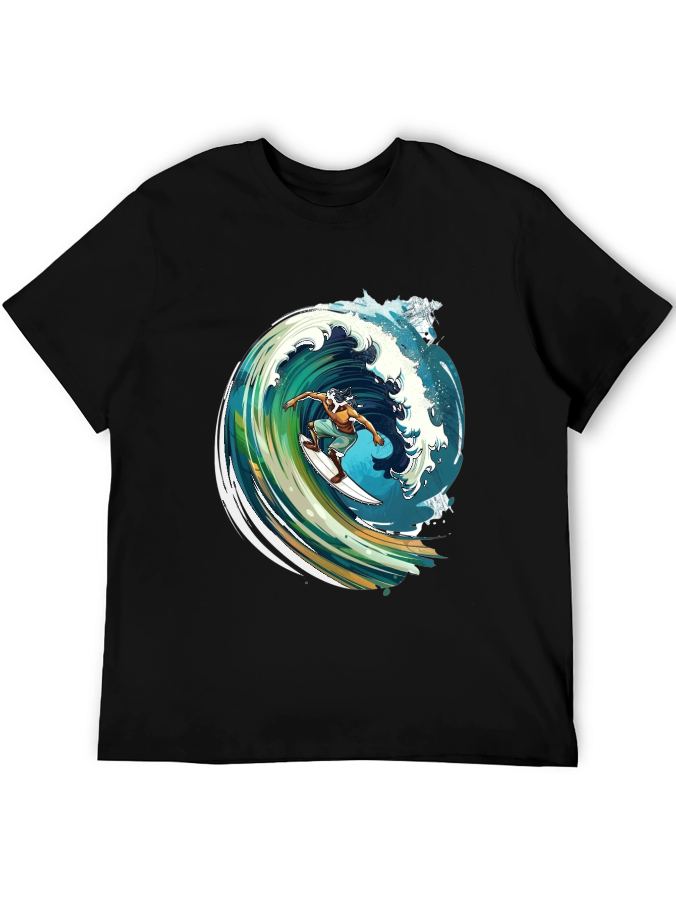 Surfer Wave Graphic Black Tee