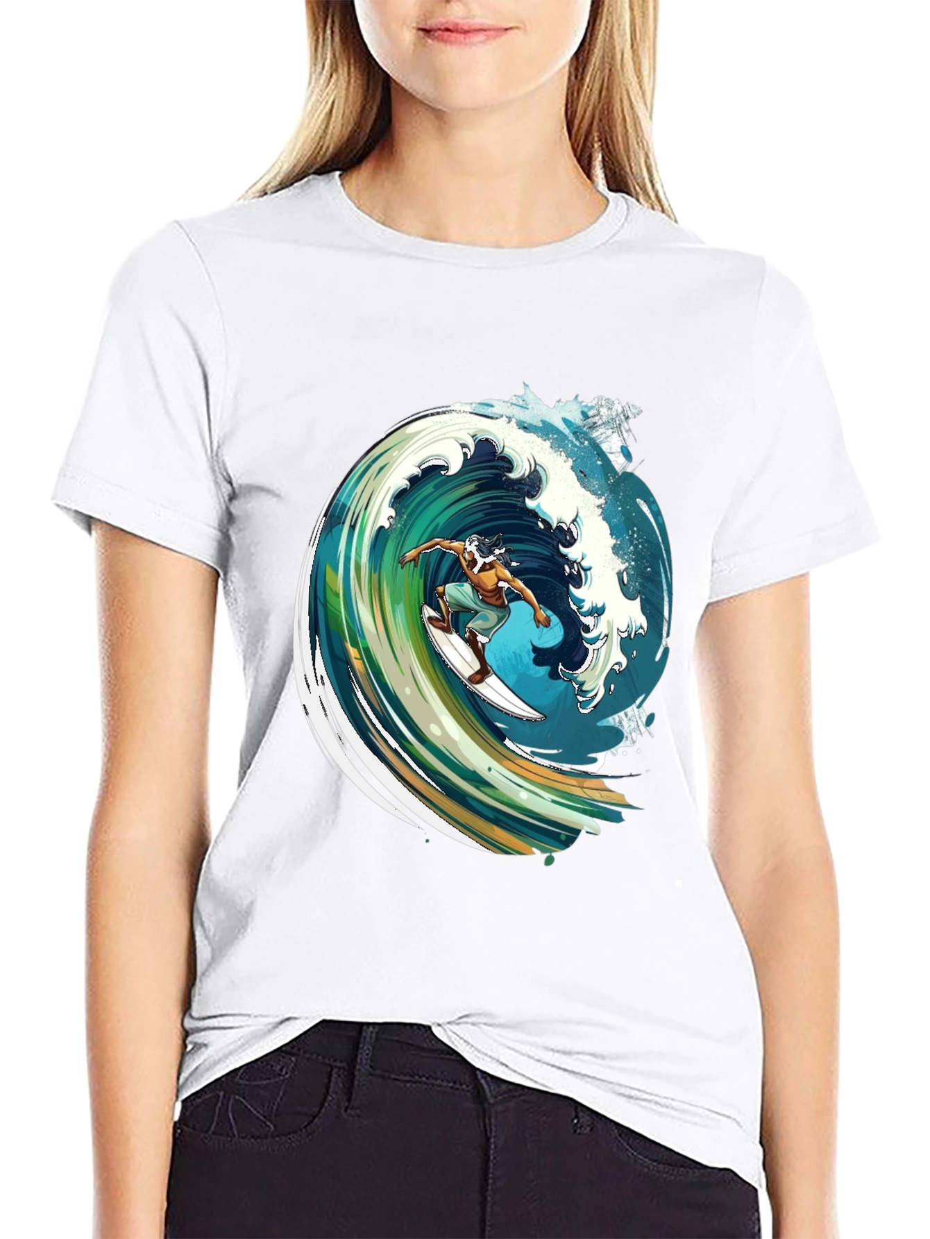 Surfer Wave Graphic Black Tee