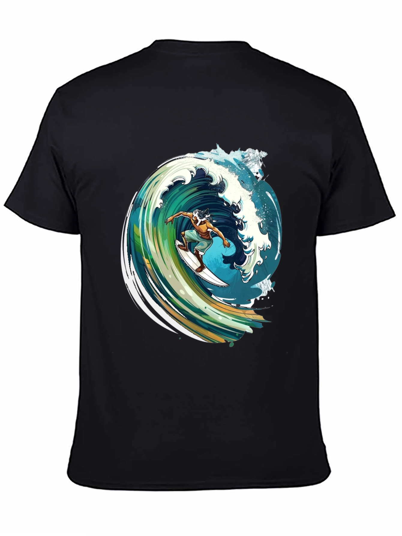 Surfer Wave Graphic Black Tee
