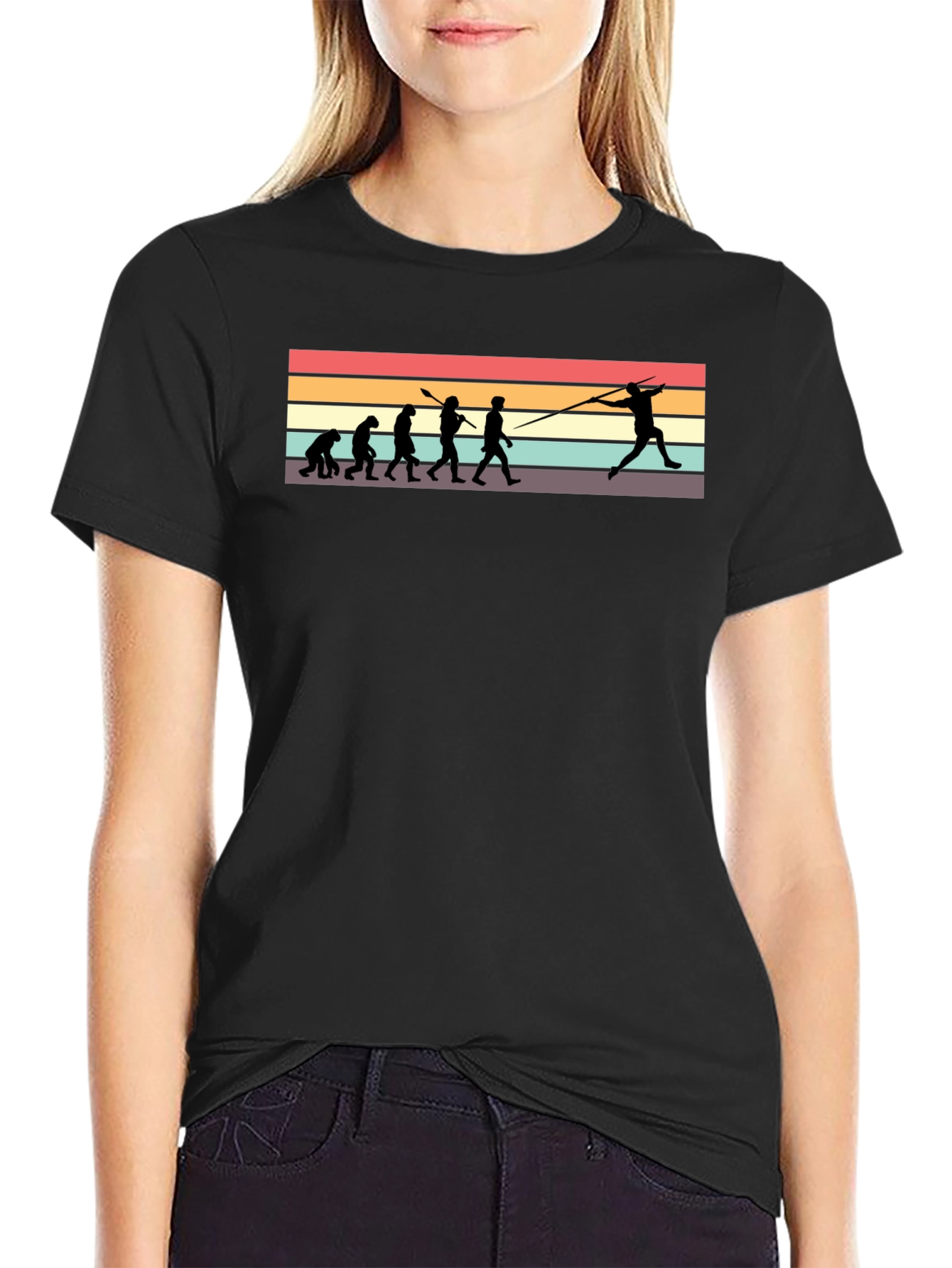 Evolution of Javelin Thrower Black T-Shirt