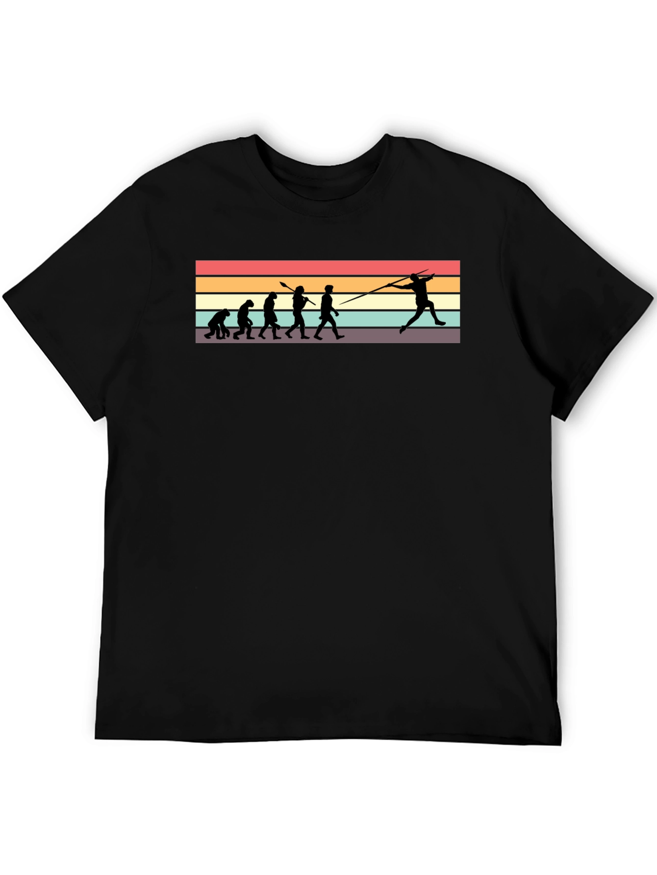 Evolution of Javelin Thrower Black T-Shirt