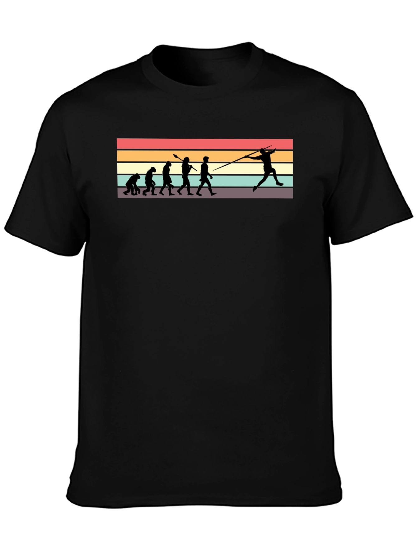 Evolution of Javelin Thrower Black T-Shirt