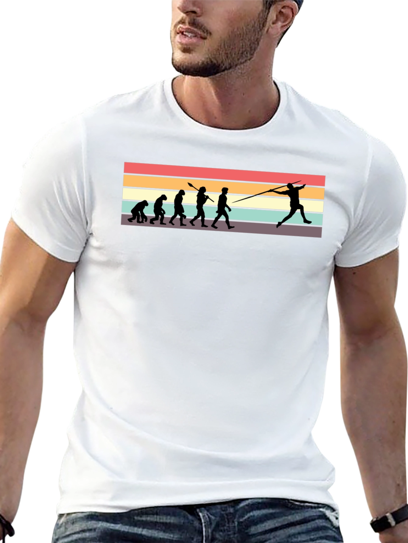 Evolution of Javelin Thrower Black T-Shirt