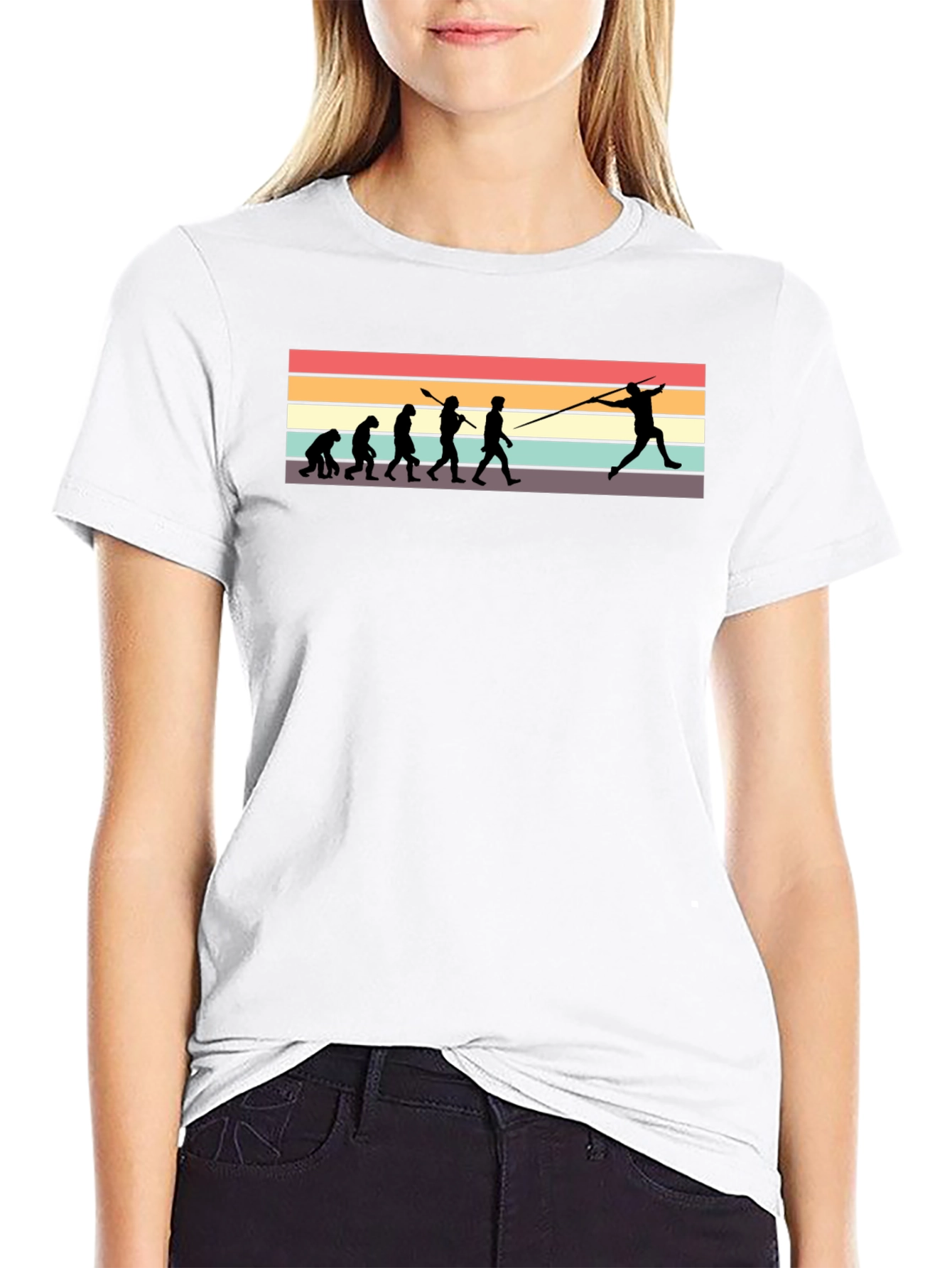 Evolution of Javelin Thrower Black T-Shirt