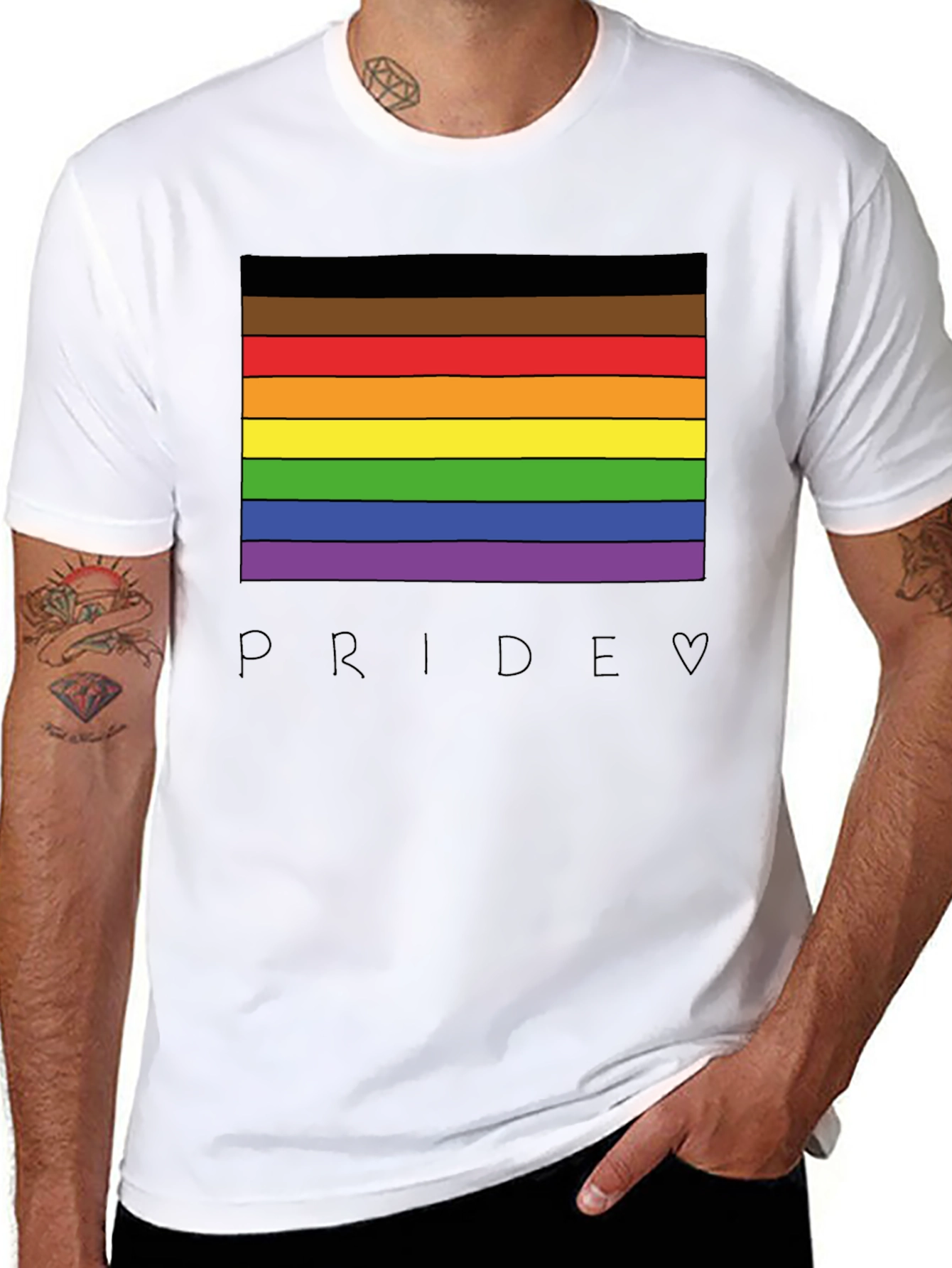 Pride Rainbow Stripe Graphic Tee - Celebrate Love
