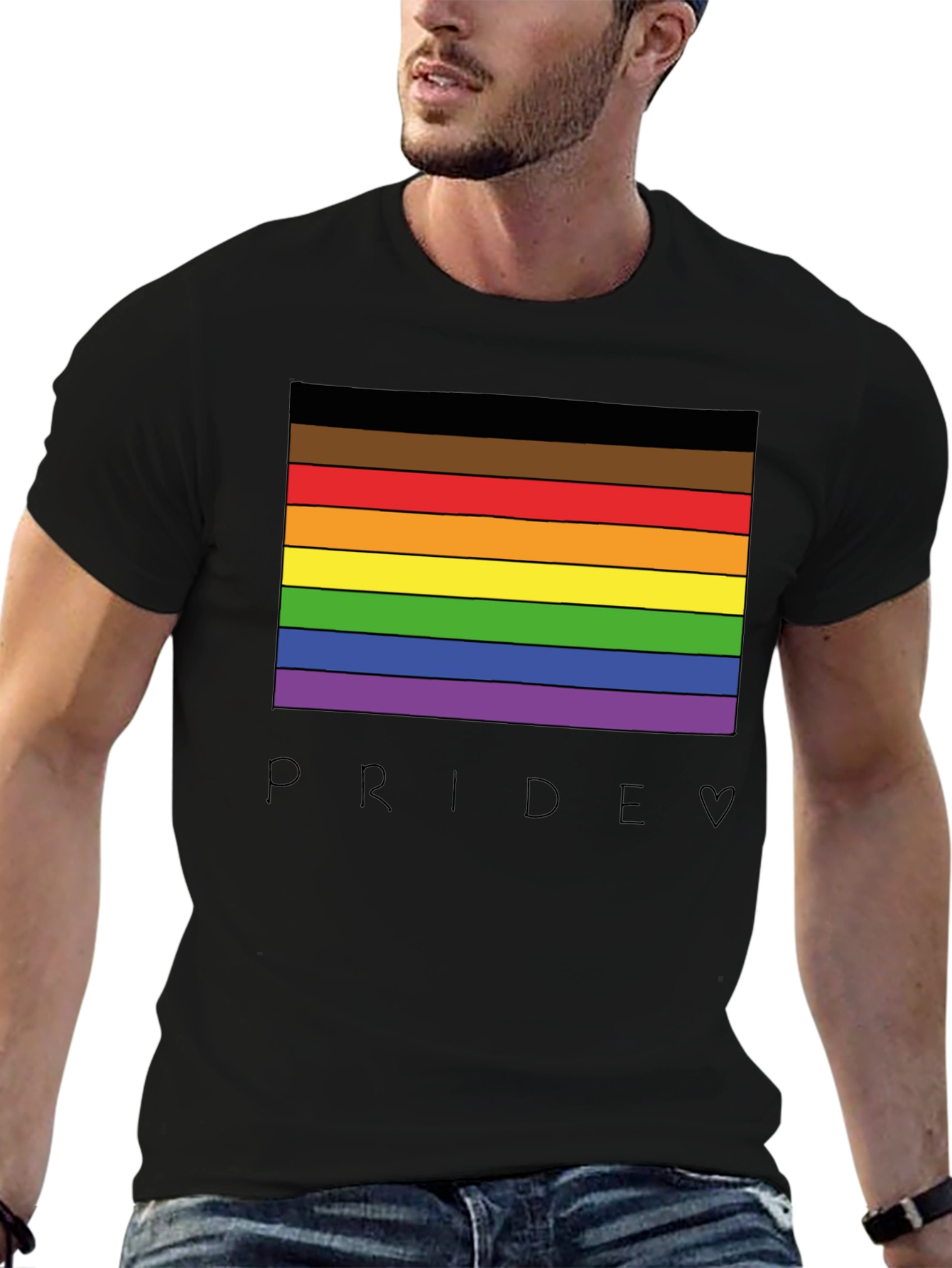 Pride Rainbow Stripe Graphic Tee - Celebrate Love