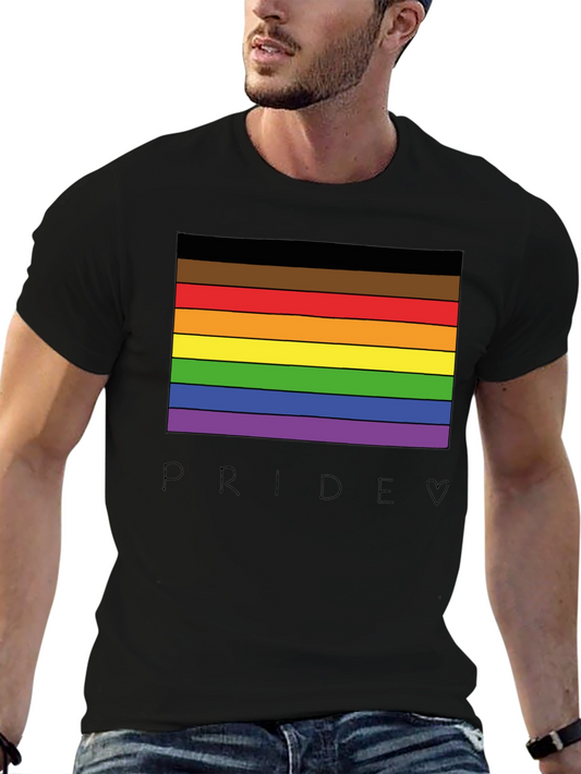 Pride Rainbow Stripe Graphic Tee - Celebrate Love